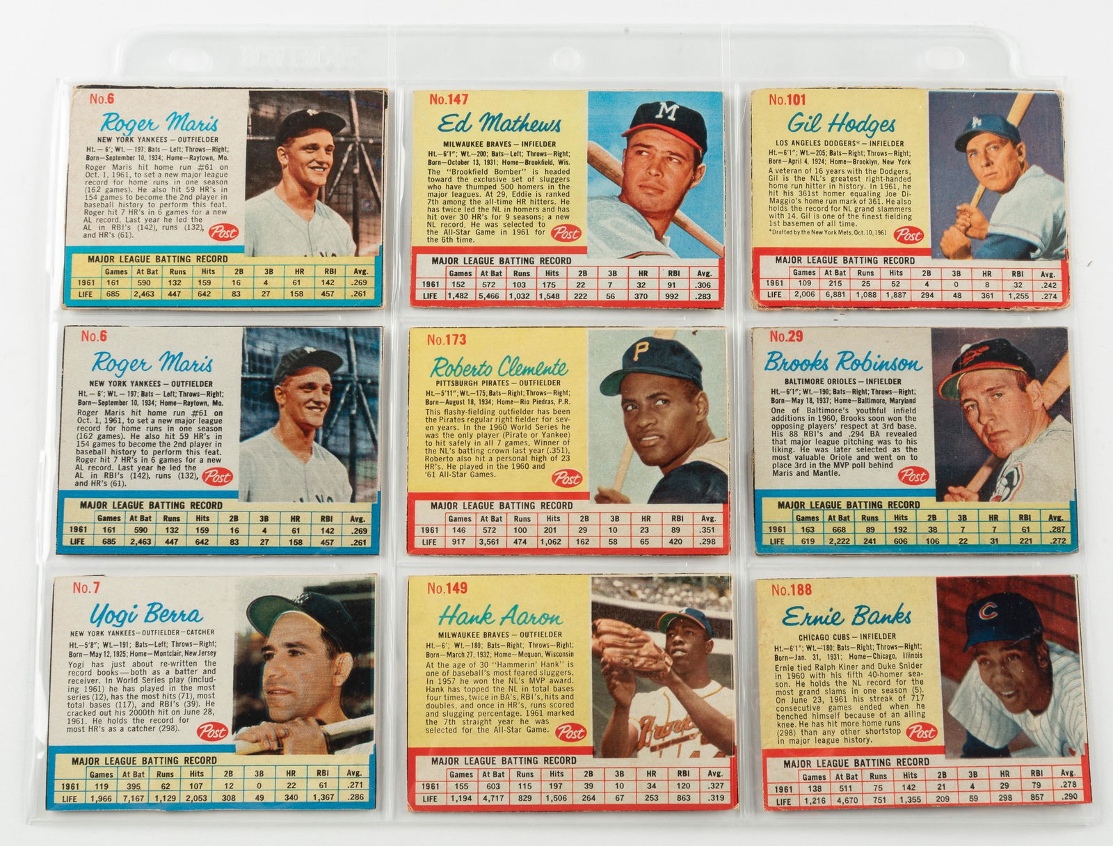 9 1962 Post Cereal Cards (1 of 2)