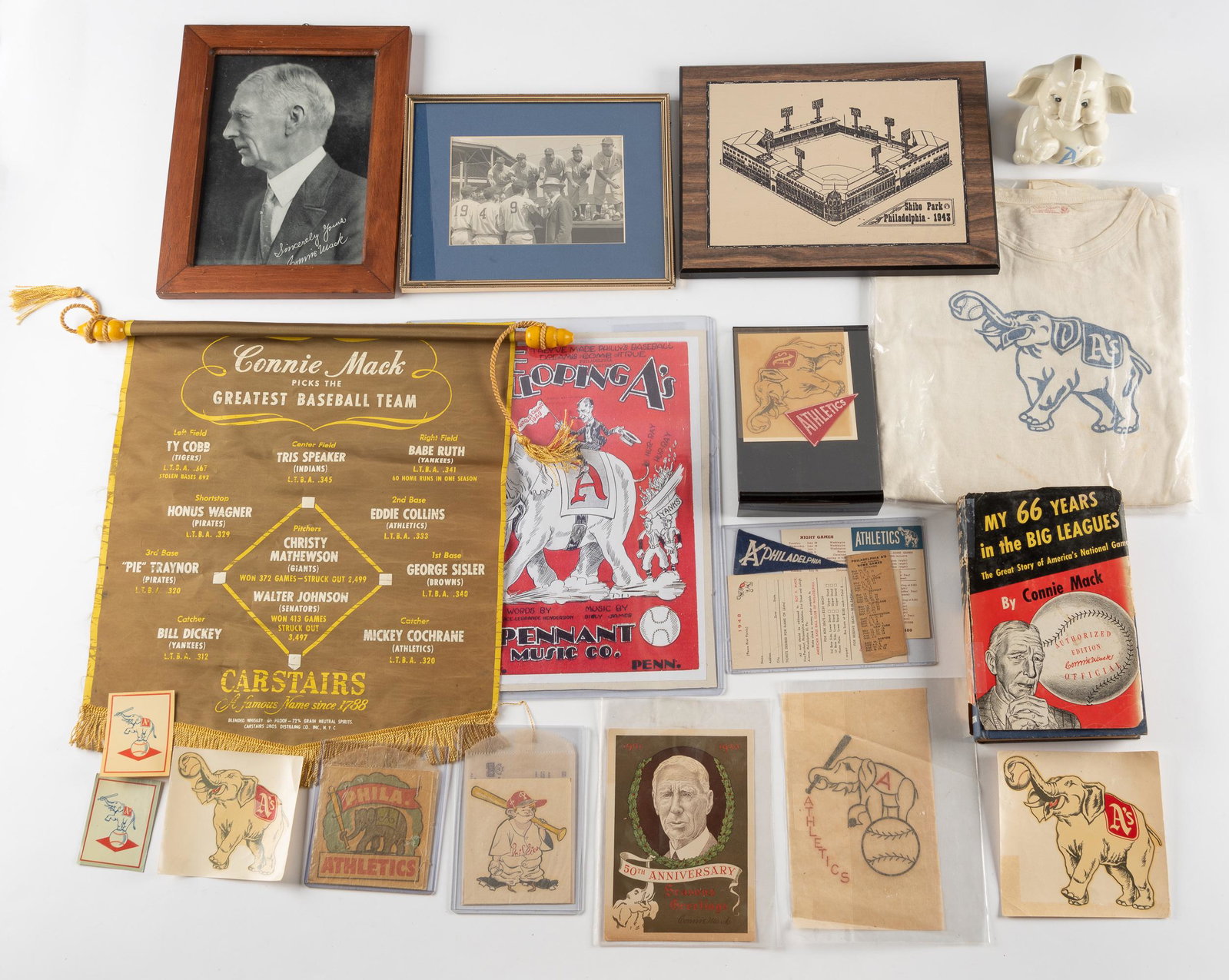 Group Connie Mack Items: CONDITION: Fair to very good. IMPORTANT: Before bidding, please read the terms and conditions. When you registered for the auction you agreed to these terms and will be required to comply with them.