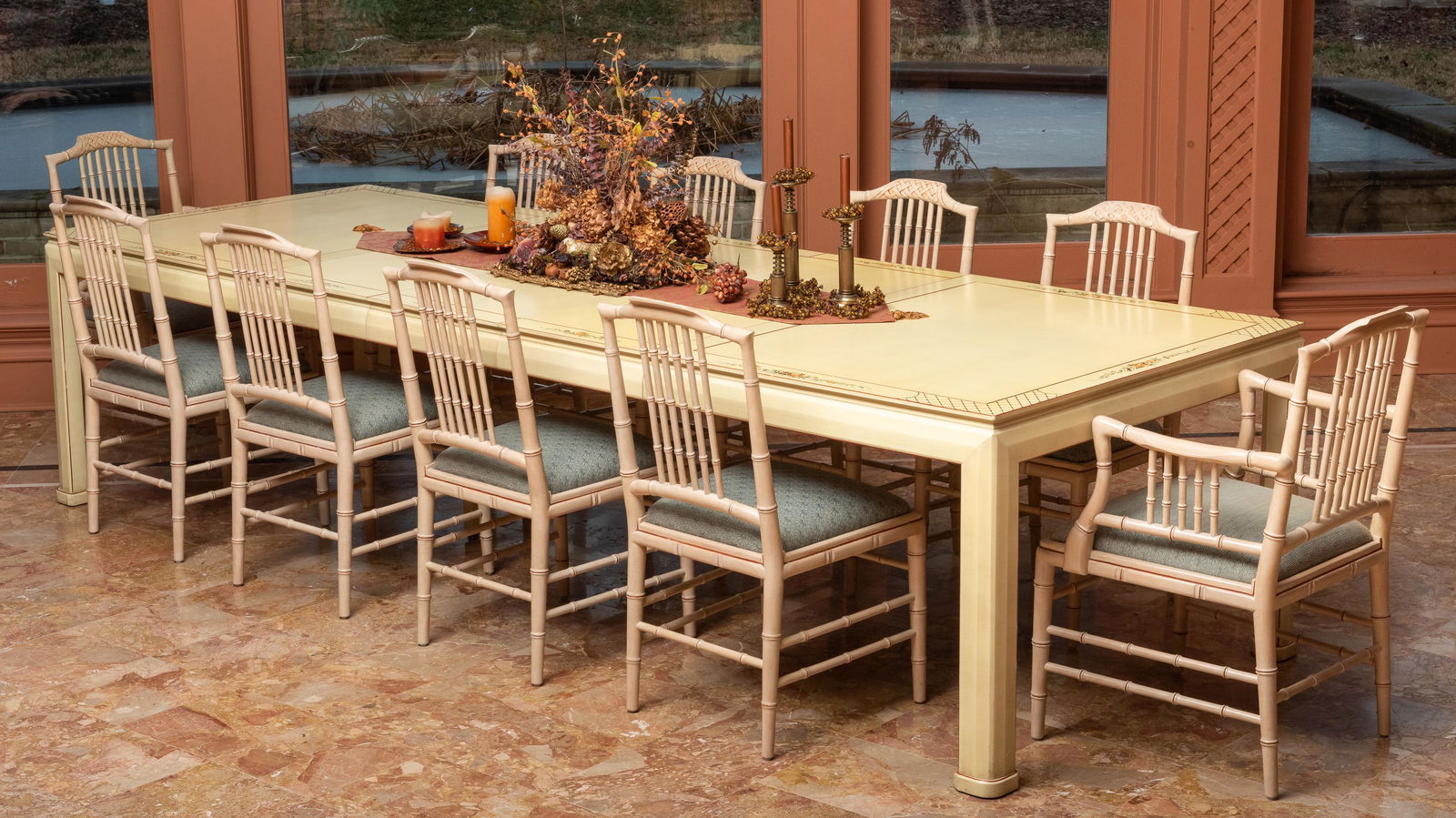 Banquet Sized Dining Table with 10 Chairs (1 of 7)