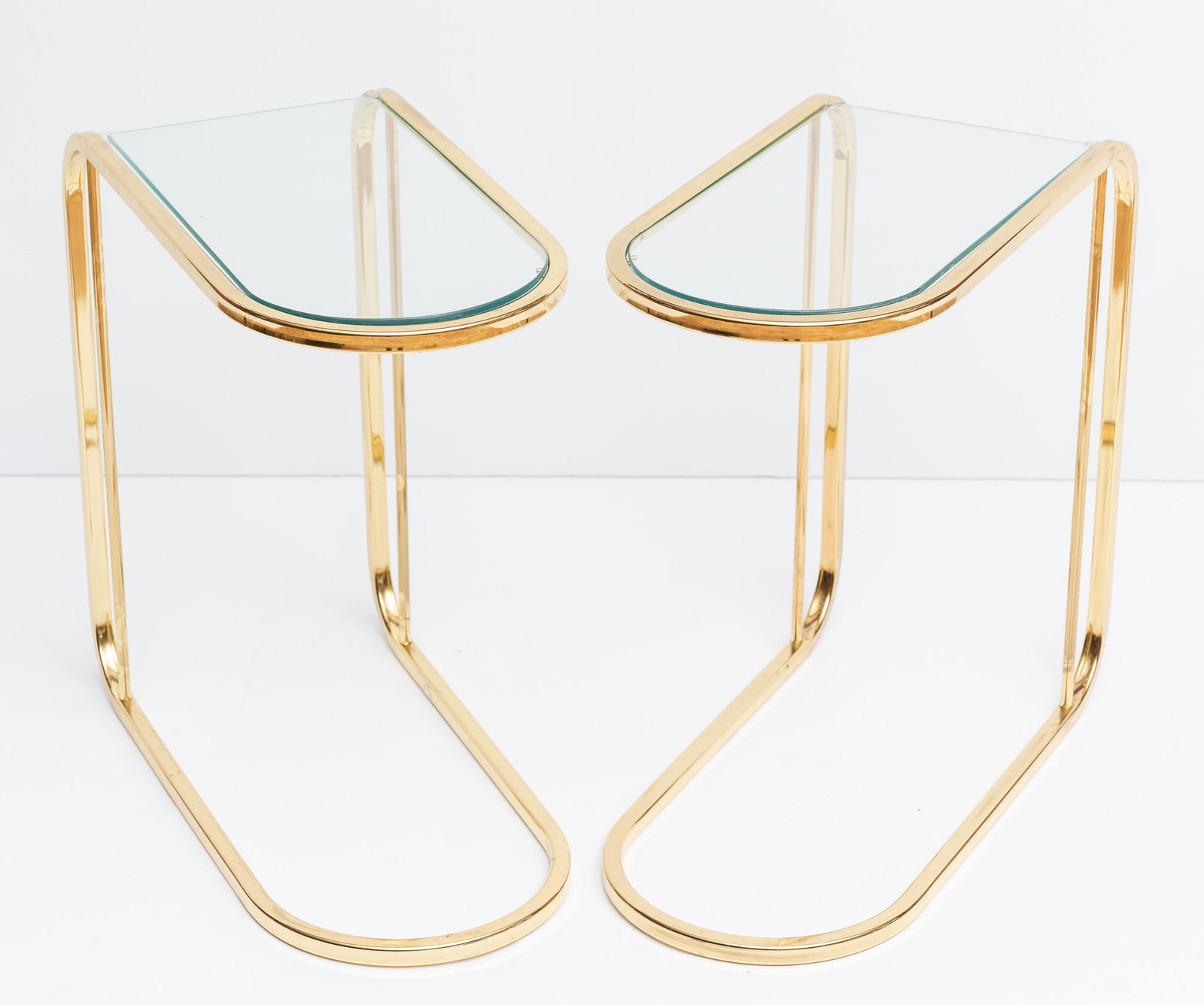 Pair of Brass Glass Top Side Tables (1 of 2)