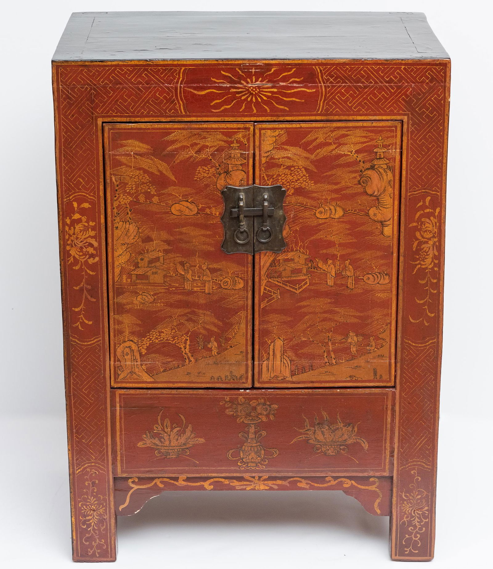 Asian Cabinet in Red and Black Paint (1 of 3)