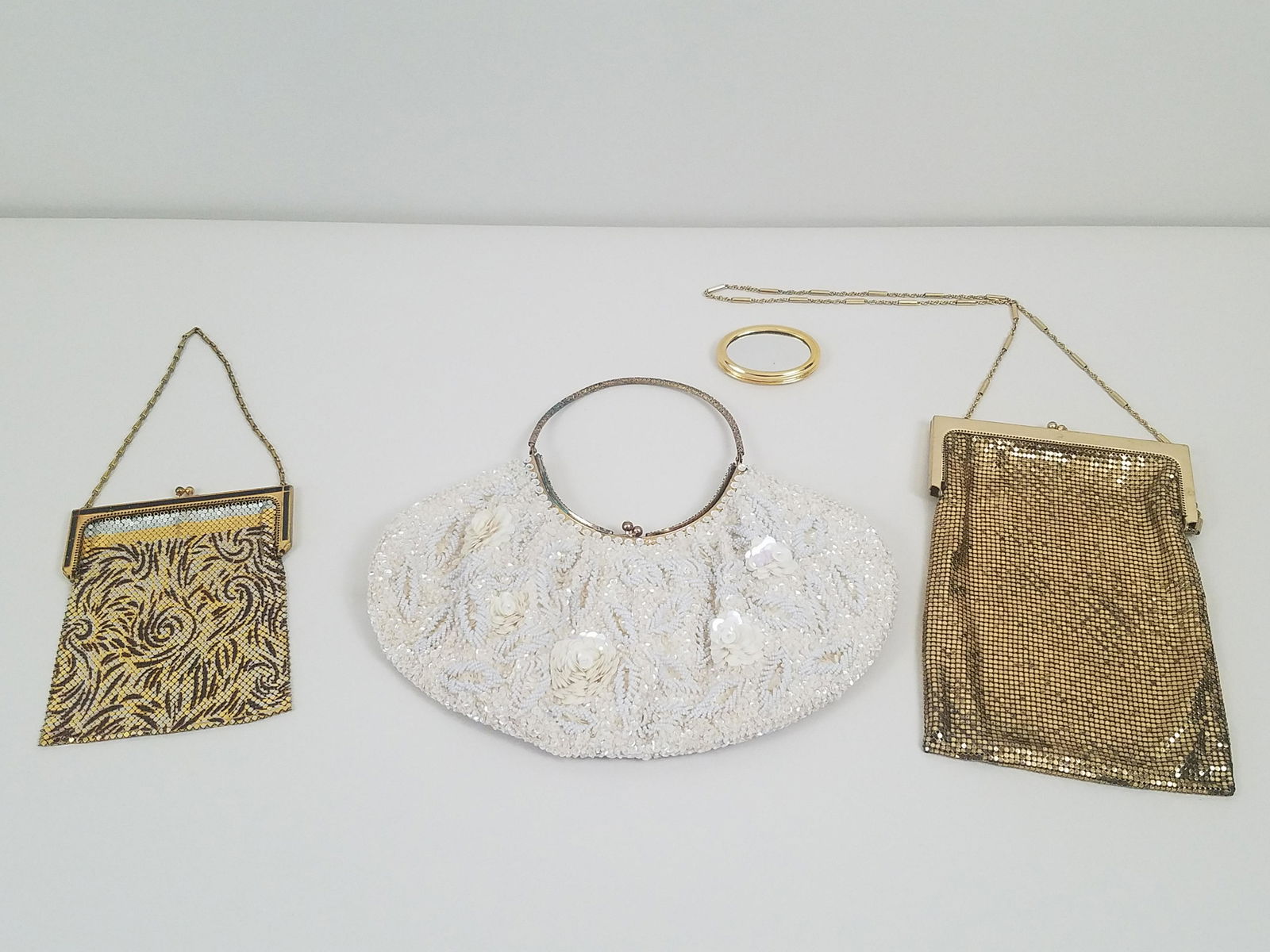 4 Pcs Pocket Mirror, Beaded and Mesh Purses (1 of 7)