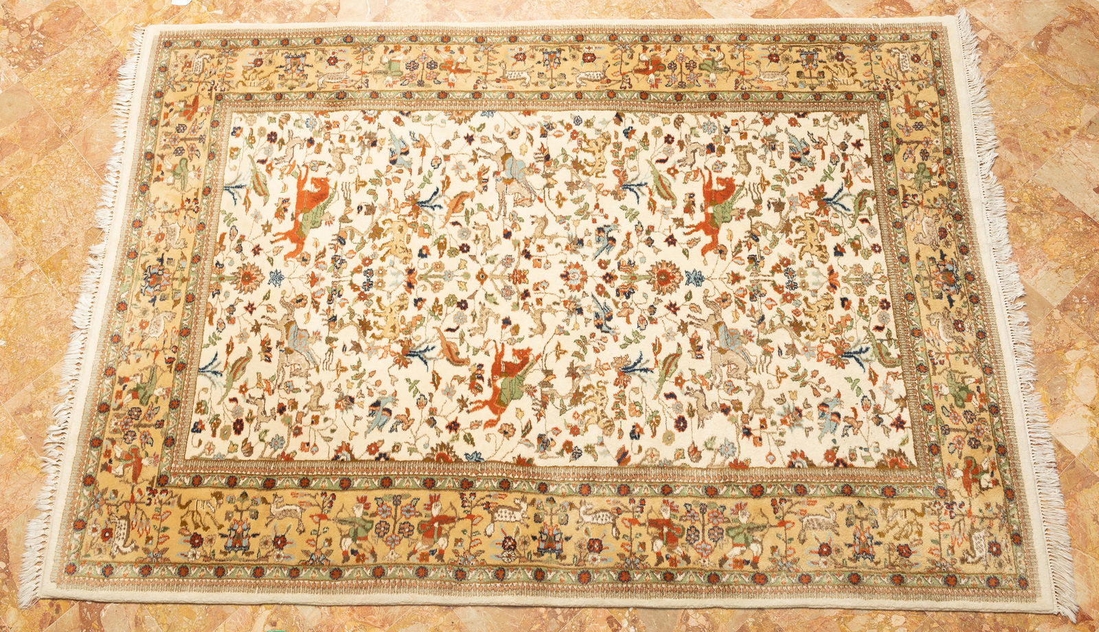 Indo Tabriz Hunting Scene Area Rug (1 of 3)