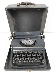 Underwood Universal Portable Typewriter: Case: 13" wide X 12" deep X 6" high. IMPORTANT: Before bidding, please read the terms and conditions. When you registered for the auction you agreed to these terms and will be required to comply with