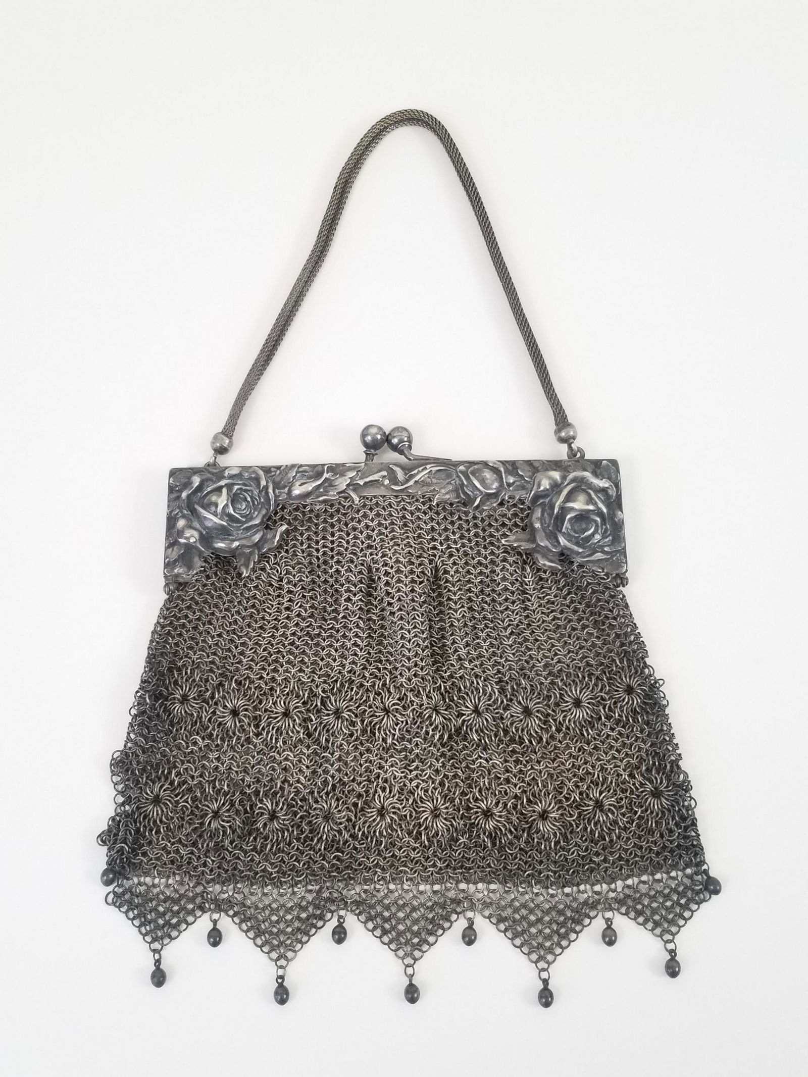 Art Nouveau German Silver Mesh Purse (1 of 2)