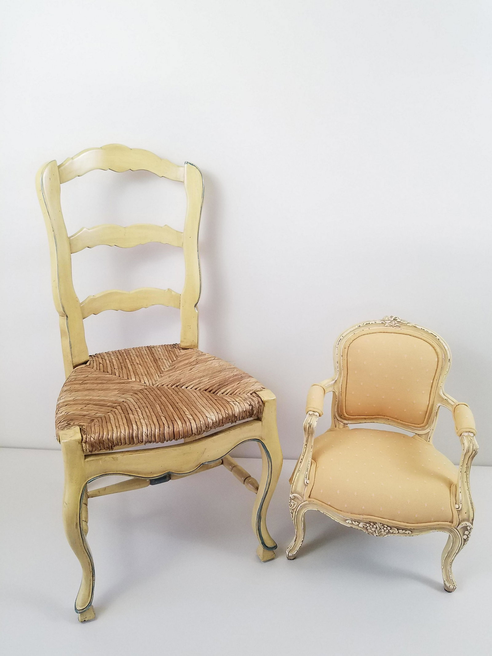 Child's Chair and Miniature Chair: 13" to 15-1/2" wide x 11" to 14-1/2" deep x 17-1/2" to 30" high. IMPORTANT: Before bidding, please read the terms and conditions. When you registered for the auction you agreed to these terms and will