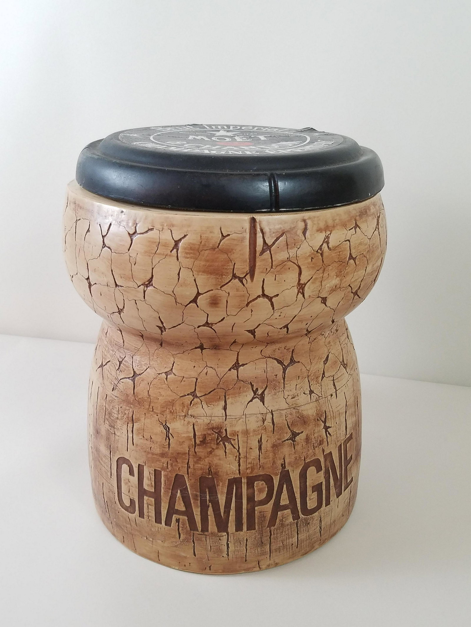 Moët & Chandon Champagne Cooler: Plastic. 13" diameter x 16-1/4" high. IMPORTANT: Before bidding, please read the terms and conditions. When you registered for the auction you agreed to these terms and will be required to comply with