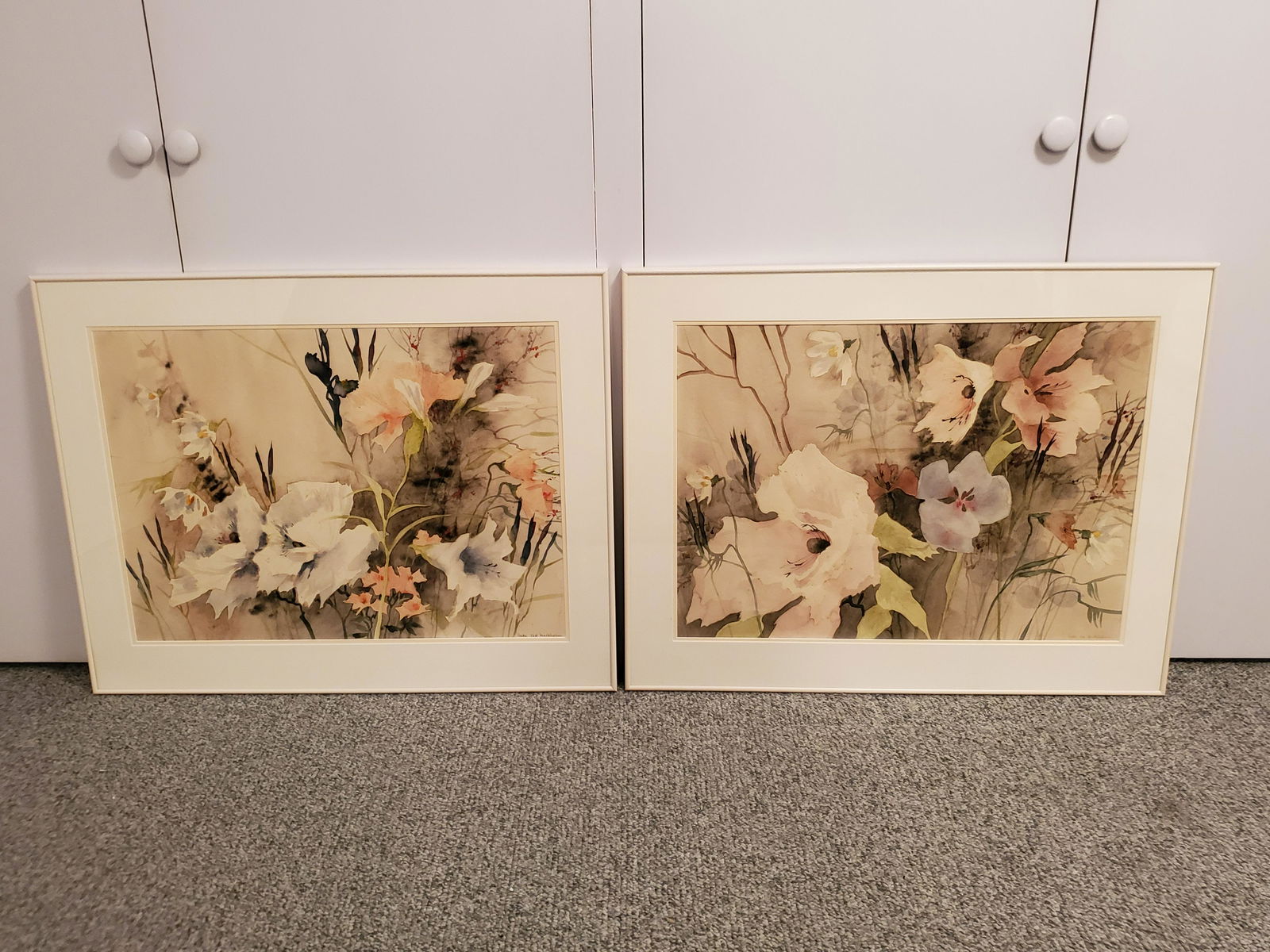 Pair Of Signed Floral Water Colors (1 of 2)