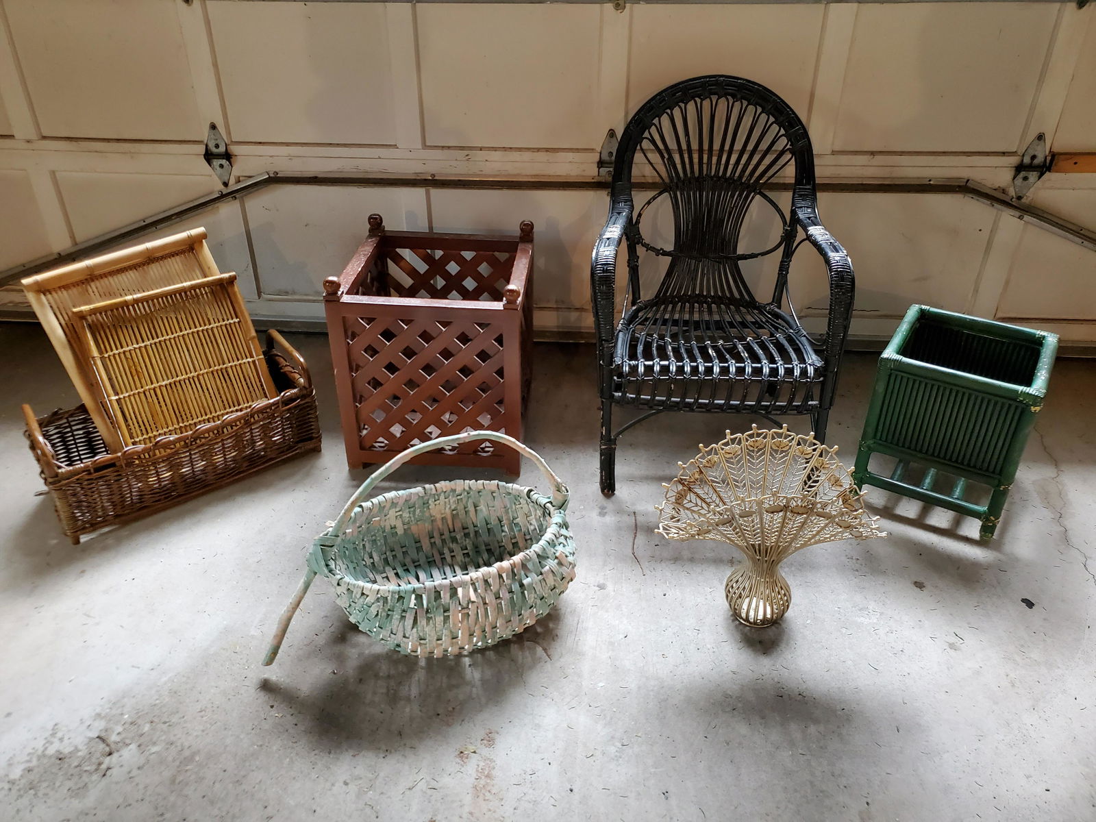 8pcs Incl Chair, Planters, Metal Vase, Basket, Ect (1 of 1)