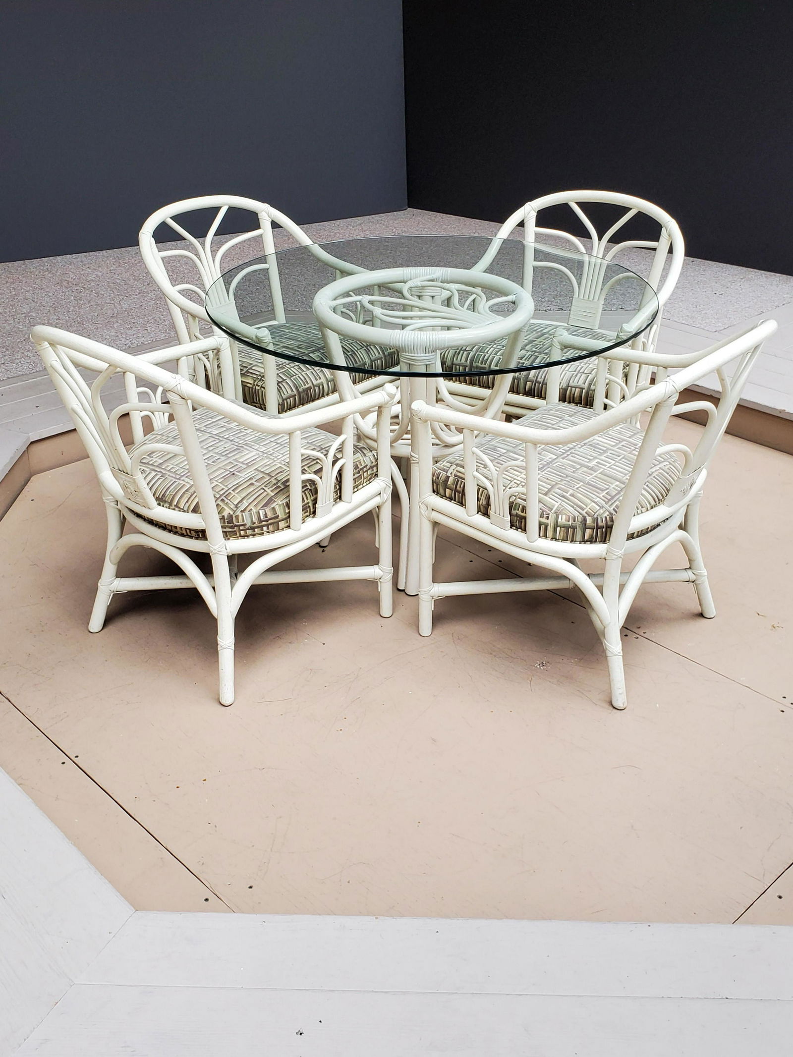 Glass Top Rattan Table & 4 Chairs (1 of 3)
