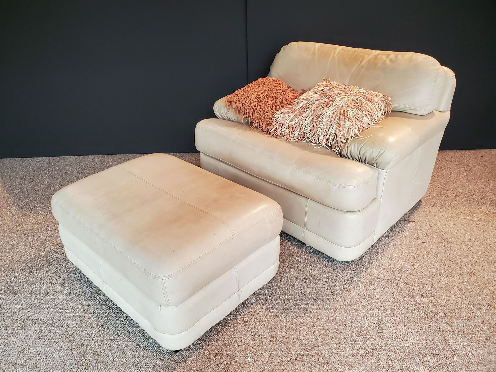 Oversized Leather Chair & Ottoman (1 of 6)