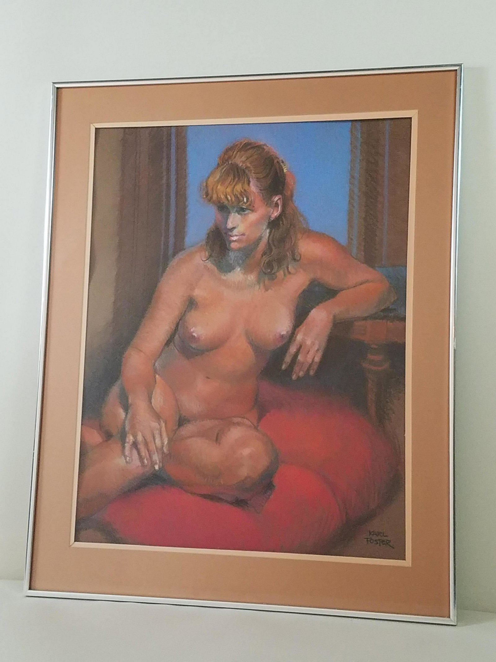 Karl Foster Nude Pastel: Karl Foster is one of the Harrisburg, PA 7 lively artists. Overall with frame 30-1/4" high x 24-1/4" wide. IMPORTANT: Before bidding, please read the terms and conditions. When you registered for the 