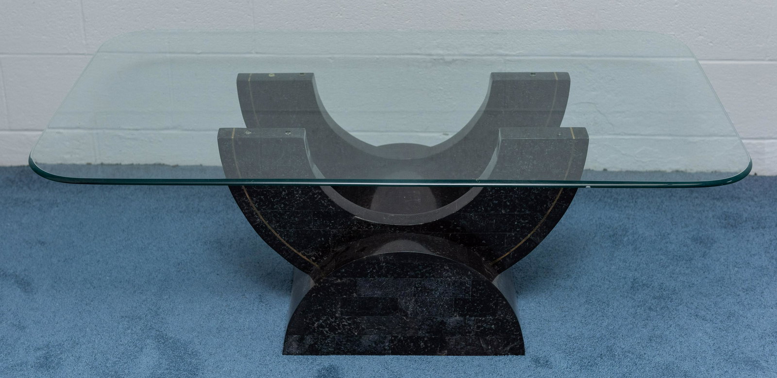 Glass Top Coffee Table with Granite Base (1 of 3)
