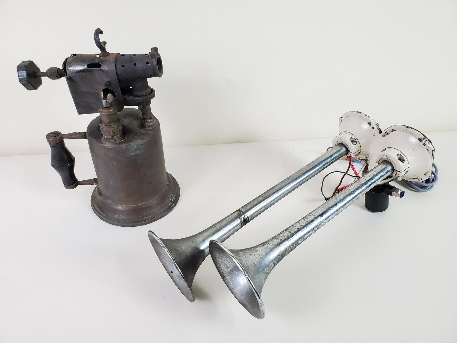 Antique Clayton & Lambert Torch & Air Horn (1 of 3)