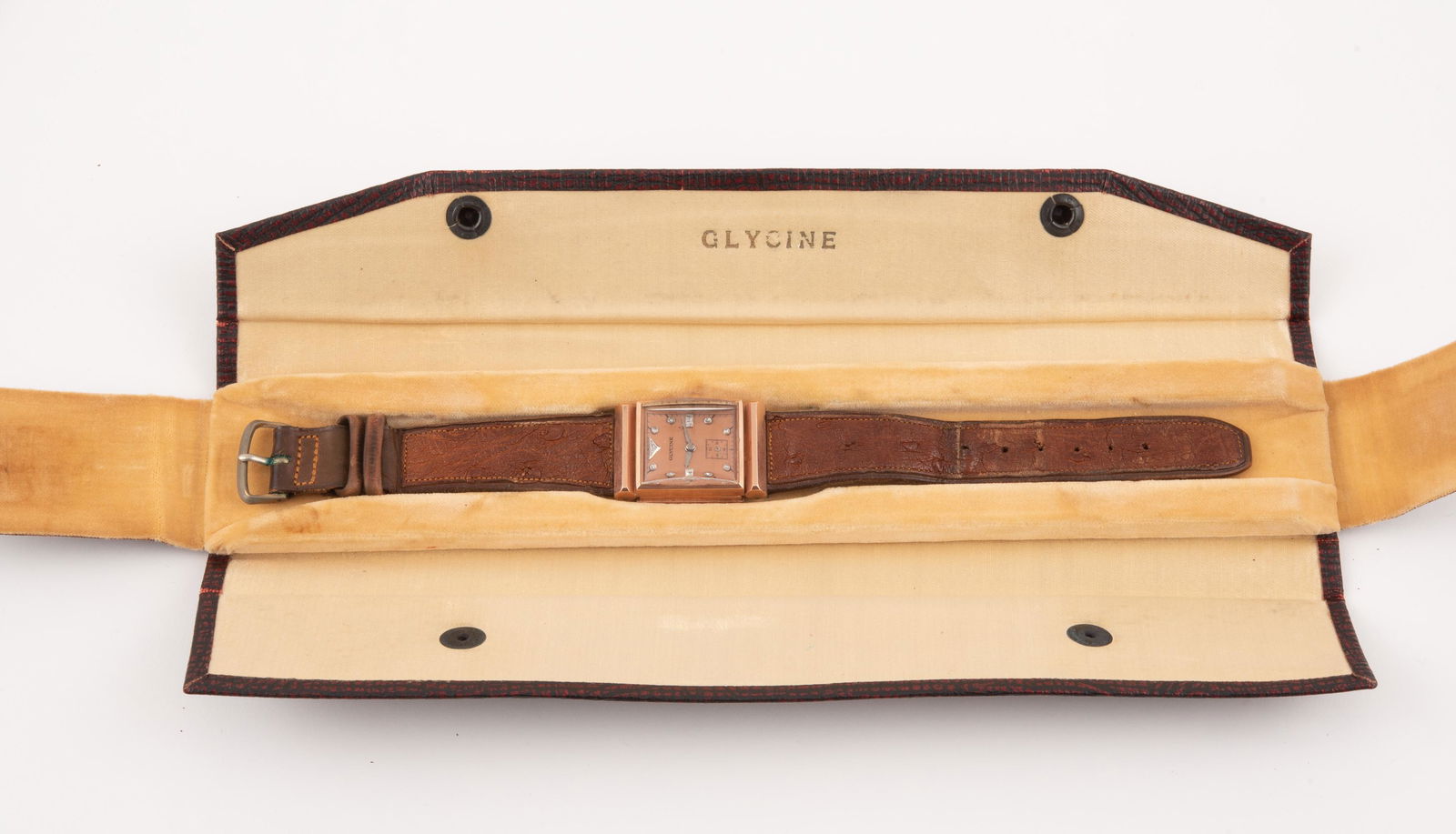 14K Rose Gold Glycine Vint Wristwatch in Orig Case (1 of 8)