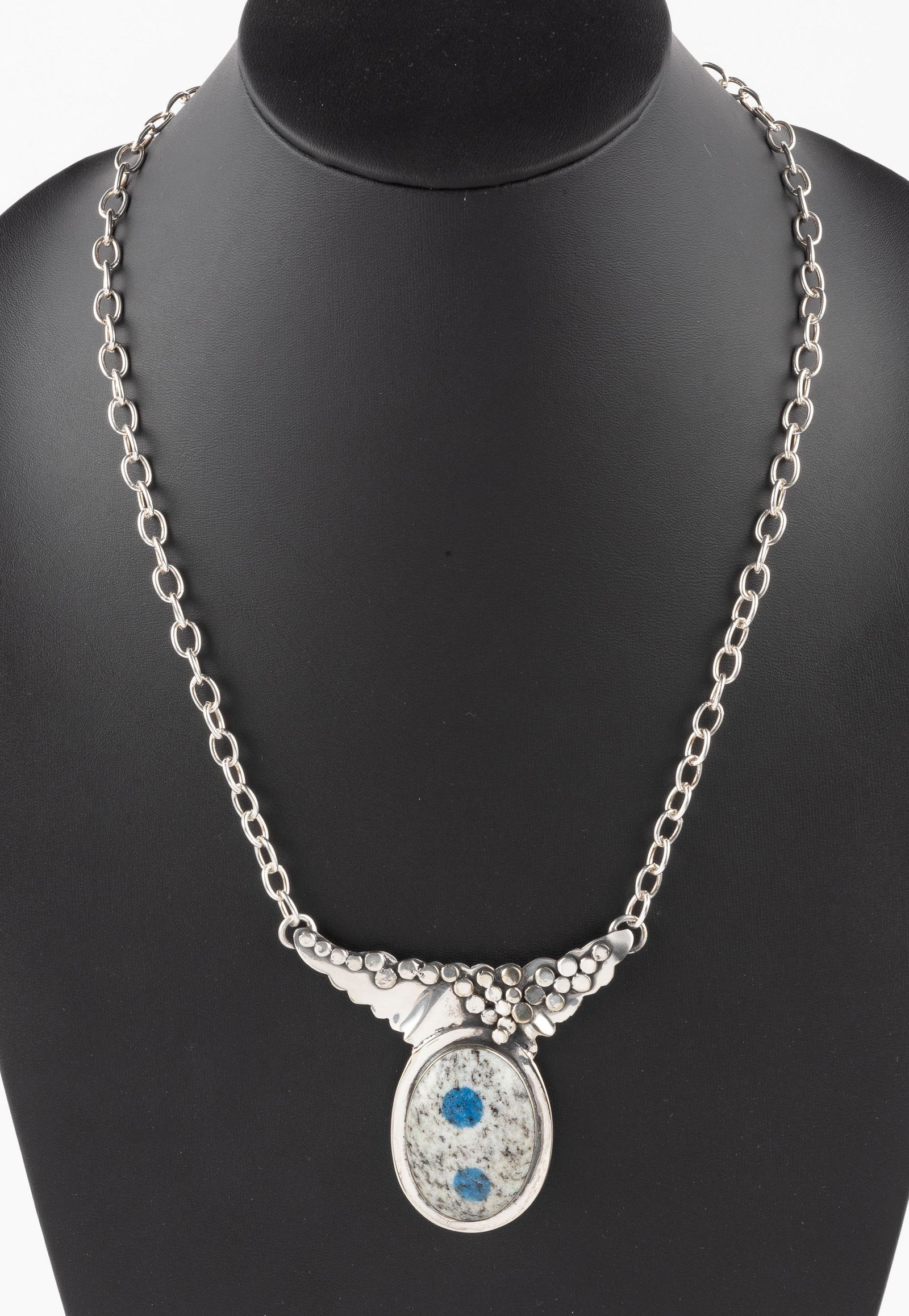 K2 Jasper Sterling Pendant Necklace: 18" with 2-1/2" pendant. IMPORTANT: Before bidding, please read the terms and conditions. When you registered for the auction you agreed to these terms and will be required to comply with them.