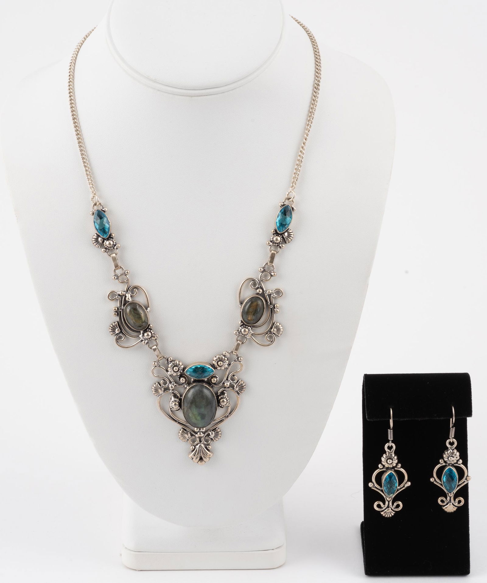 Sterling Gemstone Necklace & Earrings (1 of 9)