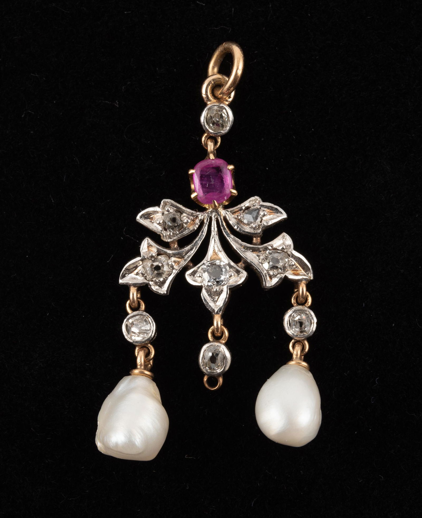 Antique Gold, Diamond, Ruby & Pearl Pendant (1 of 2)
