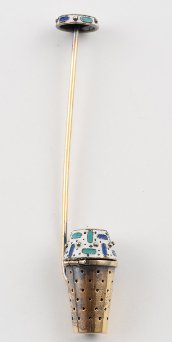 Russian 916 Silver & Enamel Tea Infuser (1 of 3)