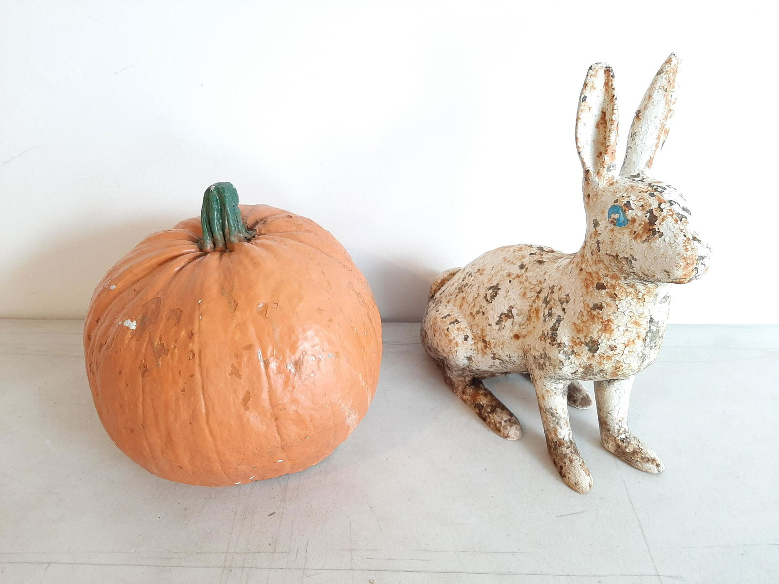 Cast Iron Rabbit and Concrete Pumpkin (1 of 4)