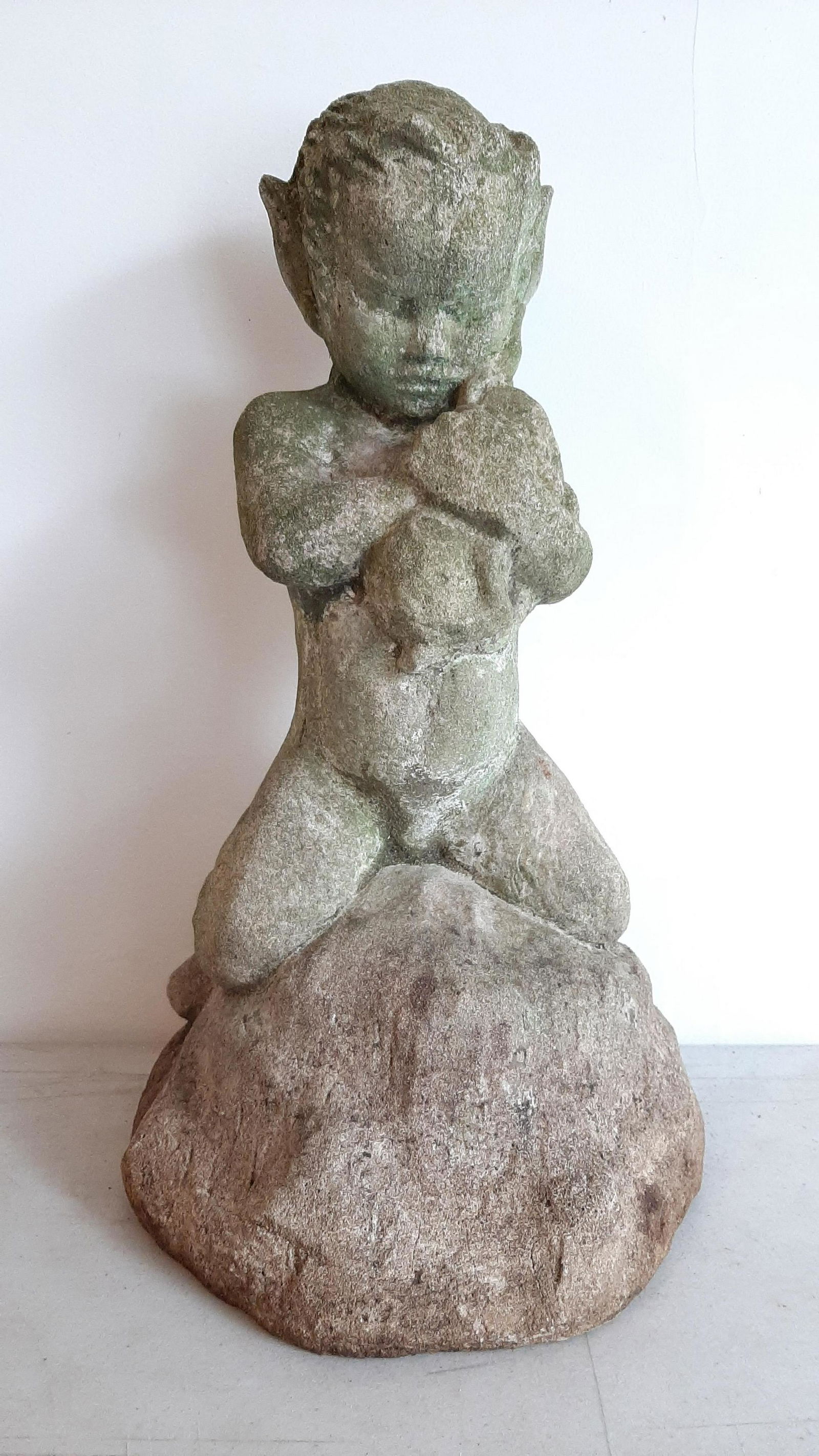 Concrete Satyr with Rabbit Statue (1 of 5)