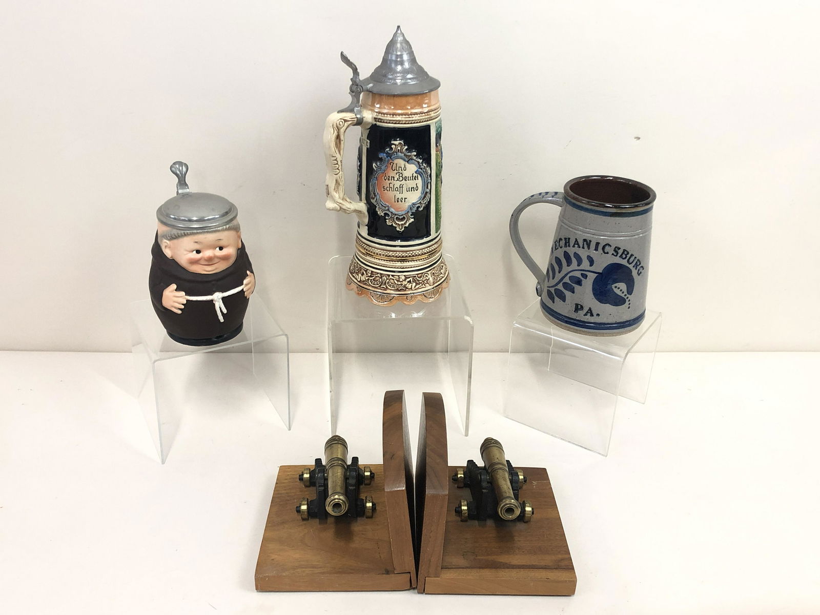 3 Beer Steins & Cannon Bookends (1 of 7)