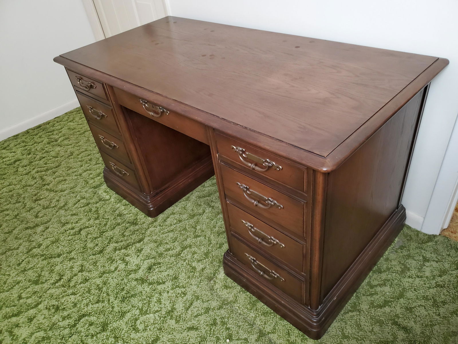 Jasper Cabinet Desk: 55" wide X 27" deep X 29" high. IMPORTANT: Before bidding, please read the terms and conditions. When you registered for the auction you agreed to these terms and will be required to comply with them.