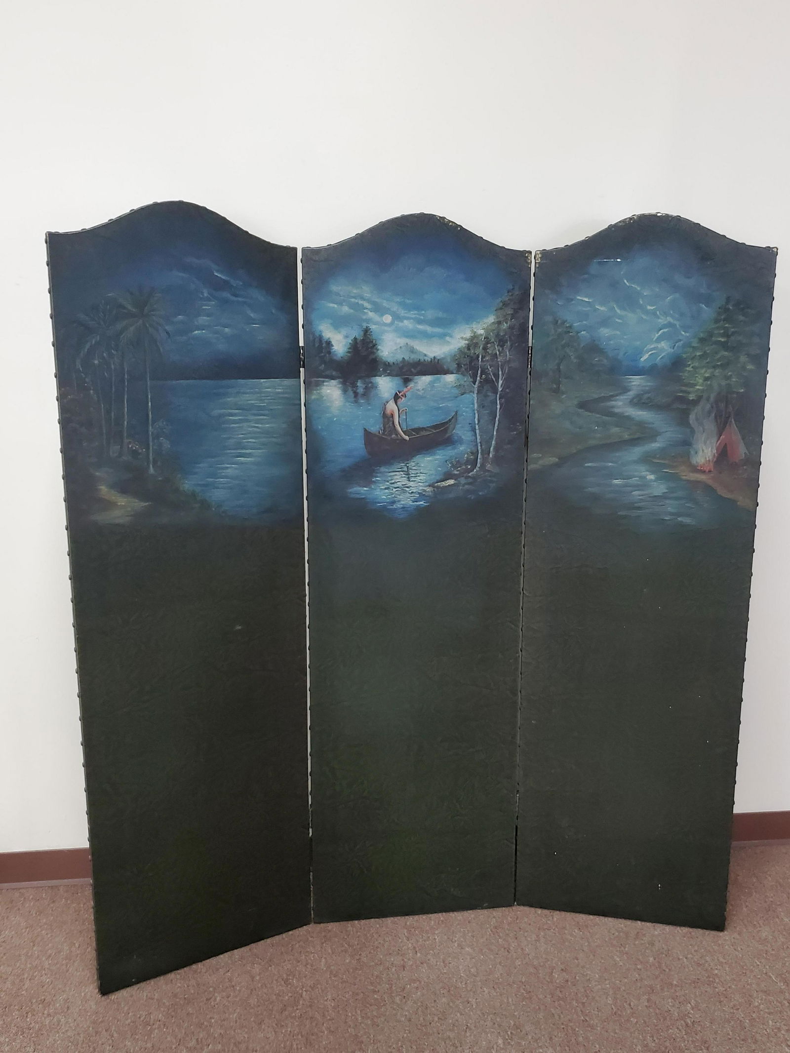 Native American Painted Room Screen Circa 1910-1920 (1 of 9)