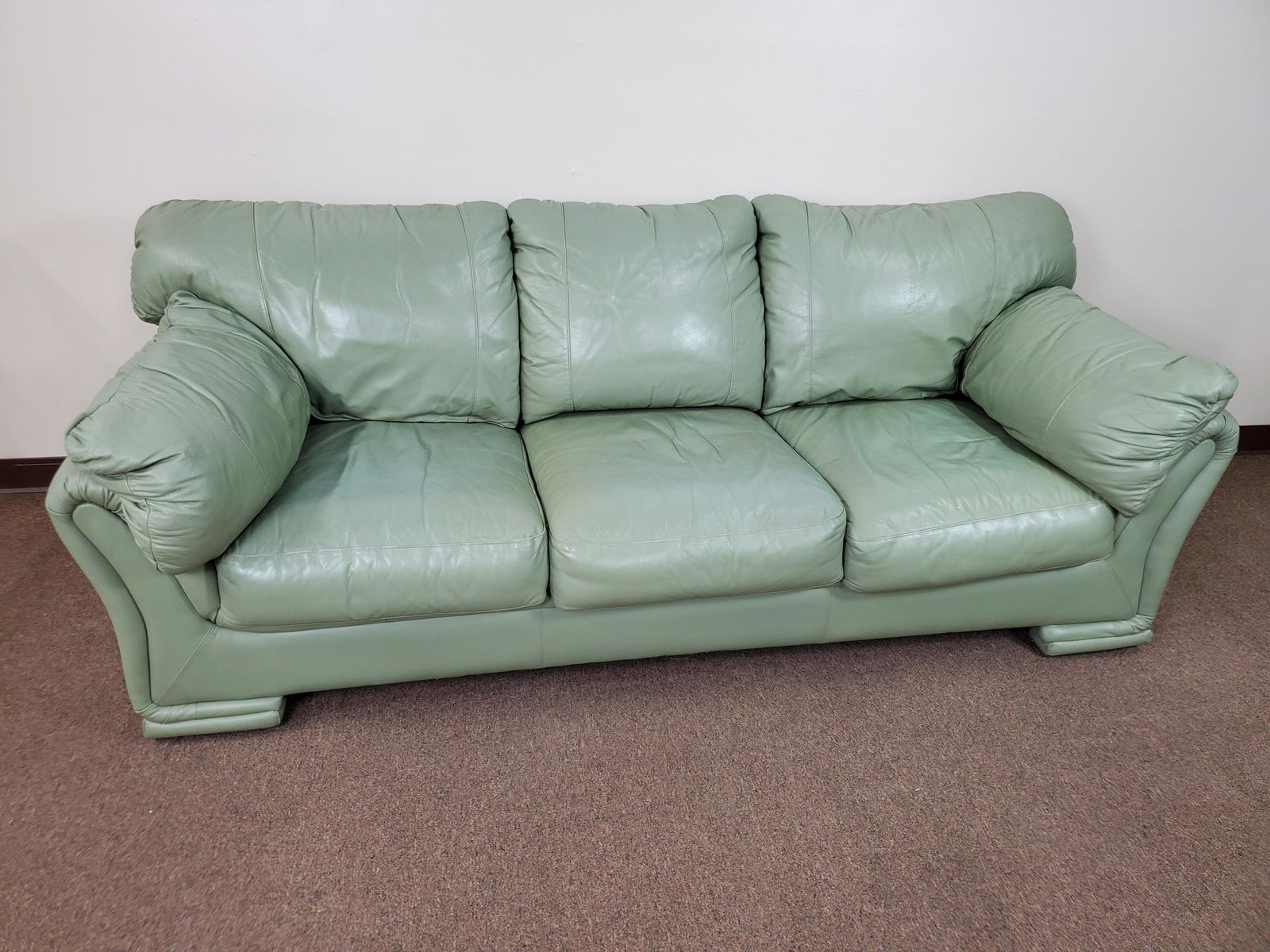 Green Leather Sleeper Sofa (1 of 5)