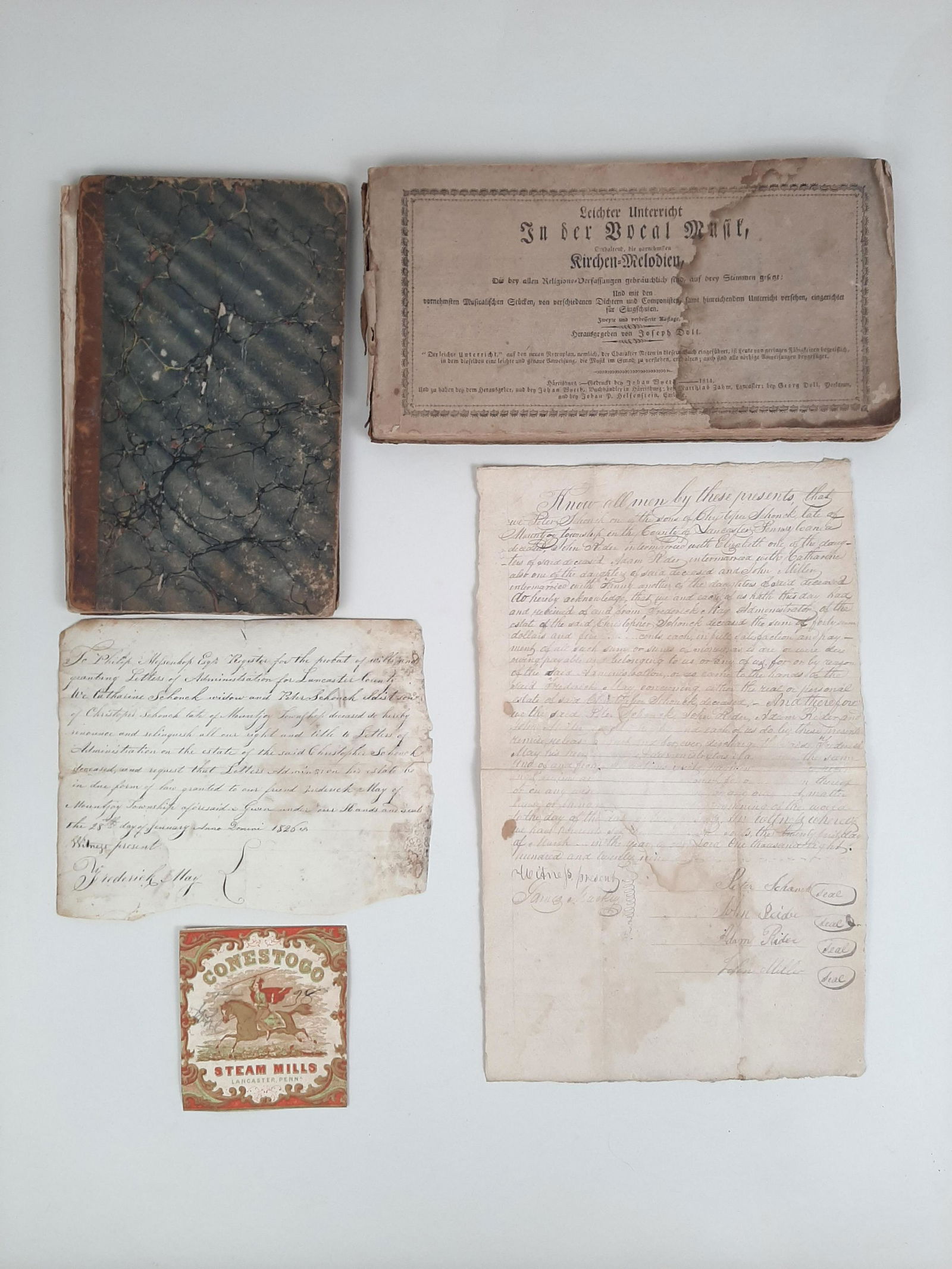5 Pcs Lancaster Ephemera incl. 1826 Probate Letter (1 of 10)