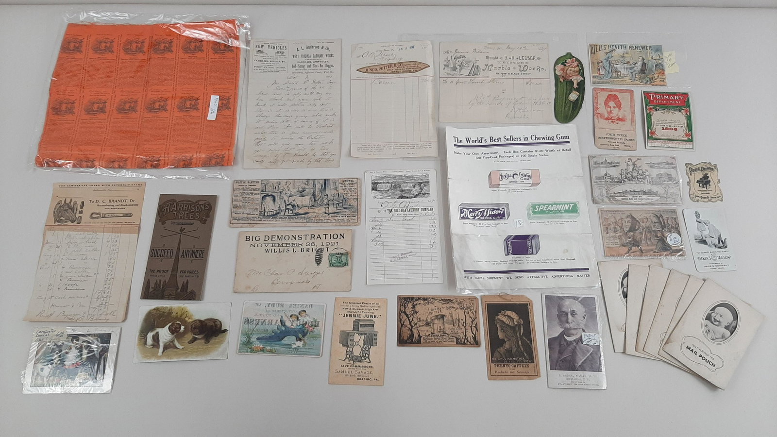 31 Pcs Trade Publications: Includes carriage repair, blacksmith, puzzle blotter, and dental chewing gum. Also includes Heinz pickle bookmark. IMPORTANT: Before bidding, please read the terms and conditions. When you registered 