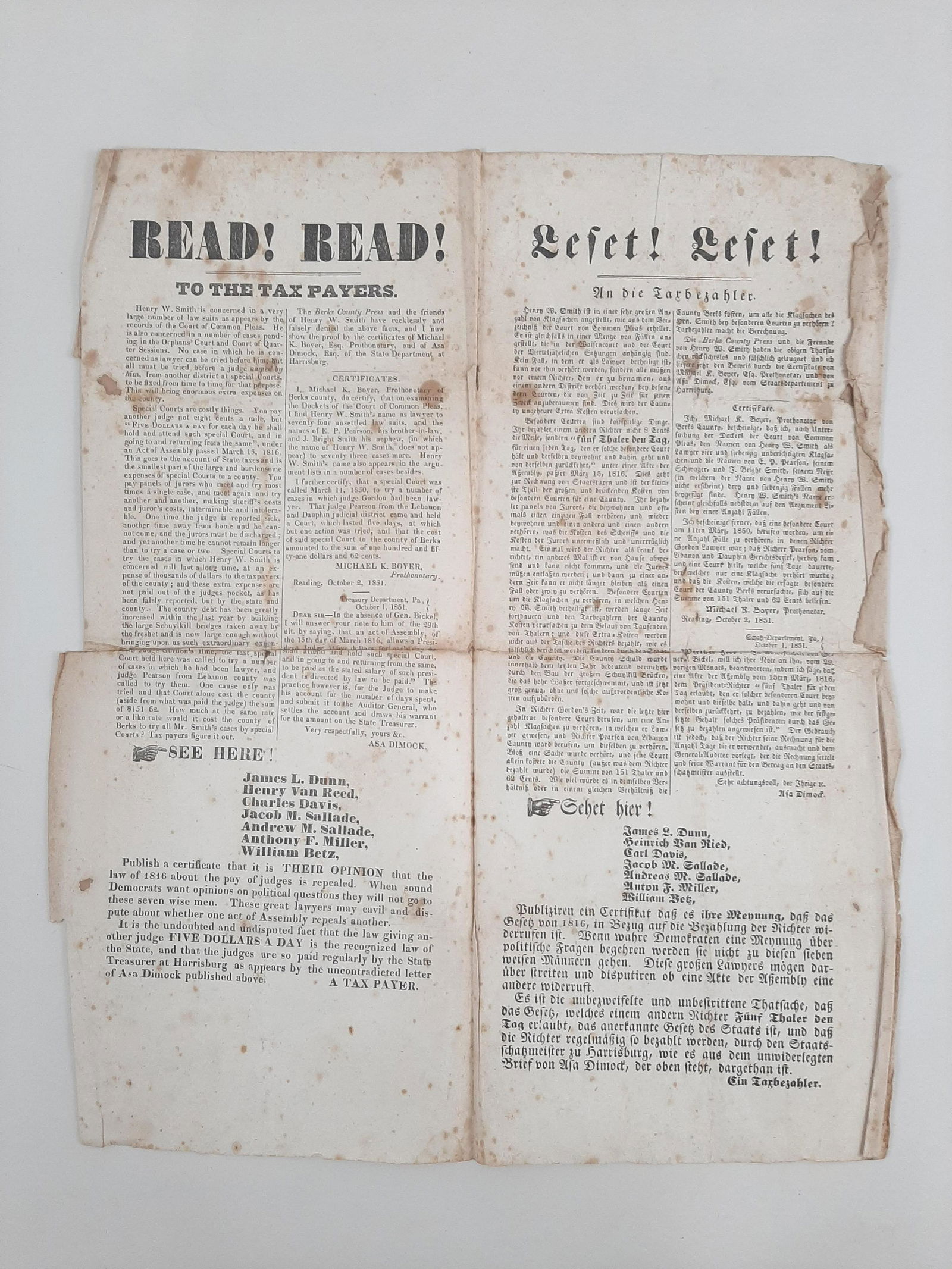 19th C Berks Co. Broadside (1 of 4)