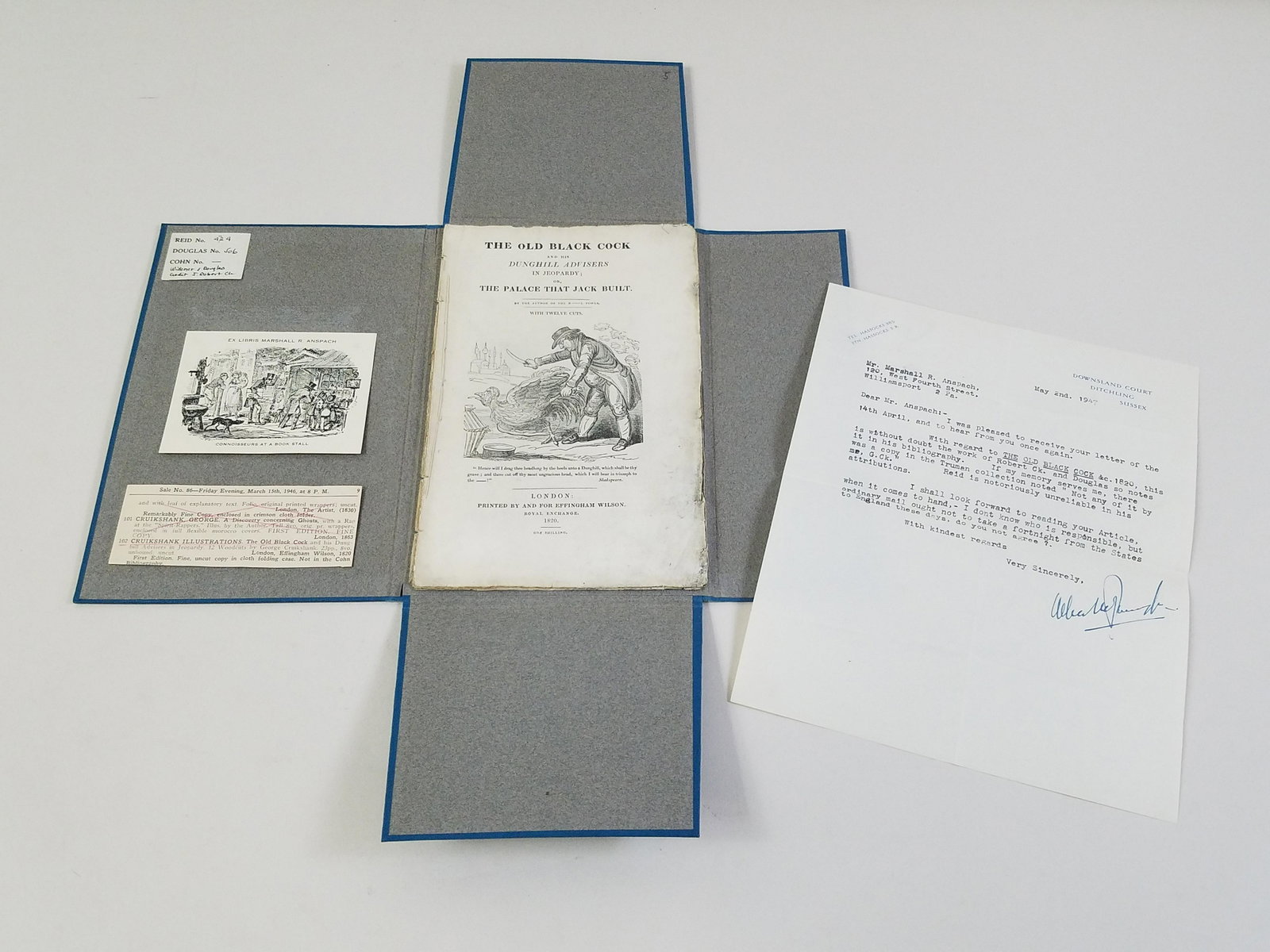 1820 The Old Black Cock Illustrated by Cruickshank: London published: Effingham Wilson Royal Exchange. Book in hard case with letter of authenticity. IMPORTANT: Before bidding, please read the terms and conditions. When you registered for the auction y