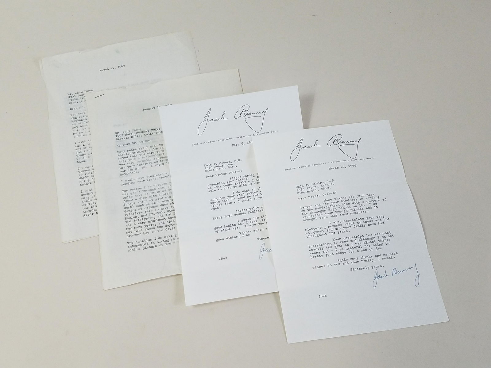 4 Jack Benny Autographs and Correspondences (1 of 7)