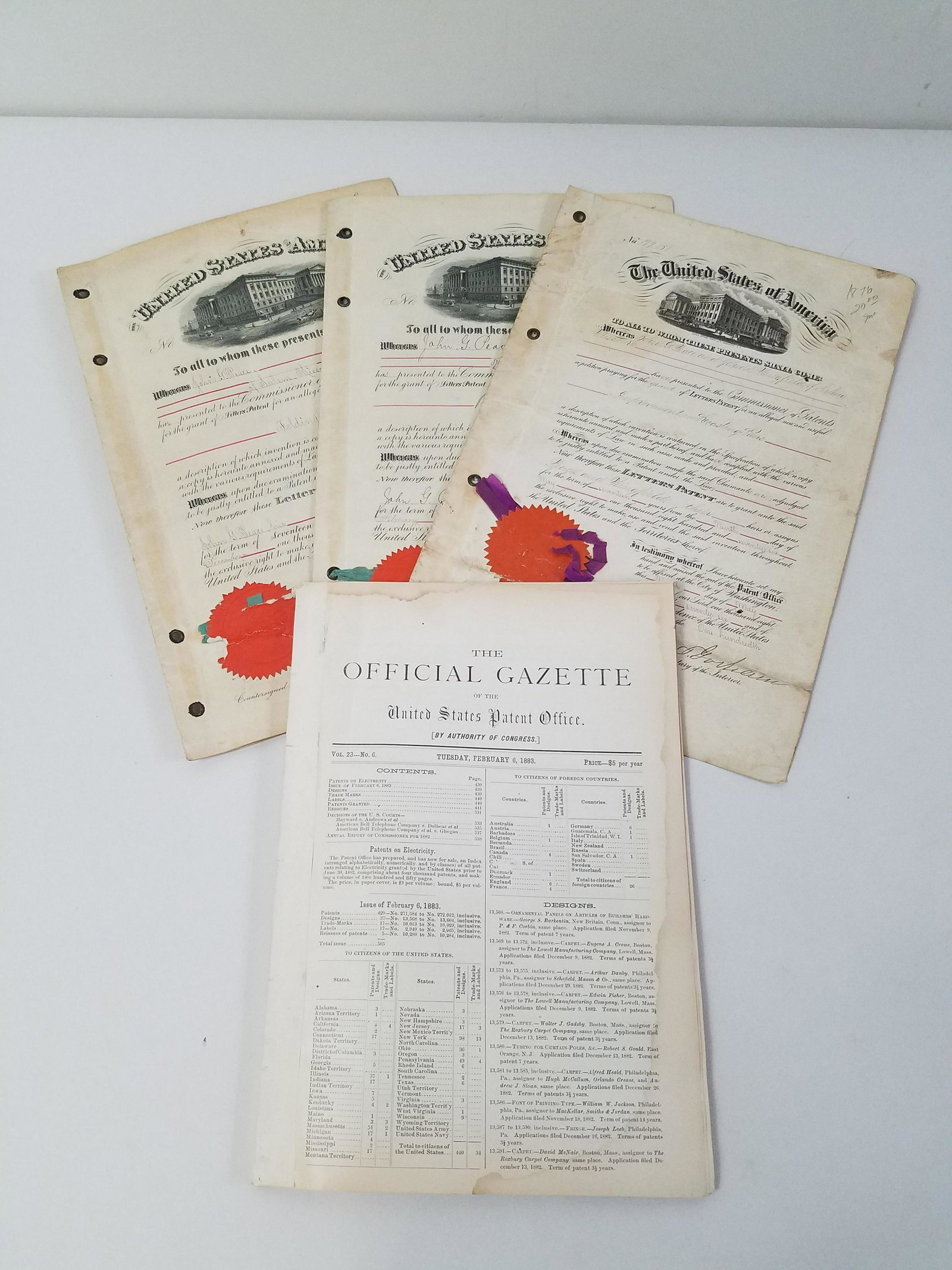 3 1891 US Patents and Gazette: Patents for improvements of folding beds, roasting pans and box fasteners. IMPORTANT: Before bidding, please read the terms and conditions. When you registered for the auction you agreed to these term