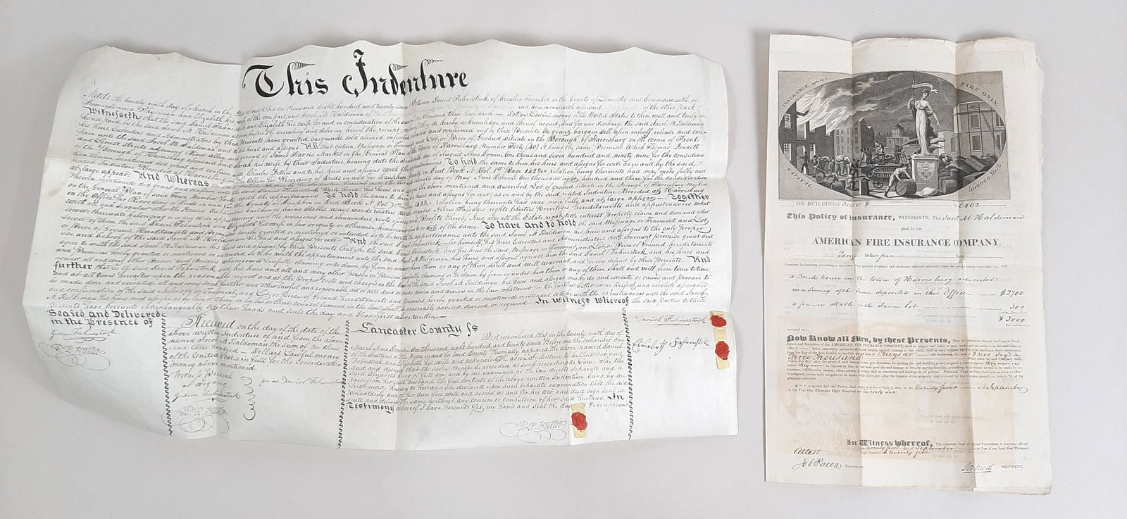 19th C. J. Haldeman Deed and Fire Insurance Policy (1 of 6)