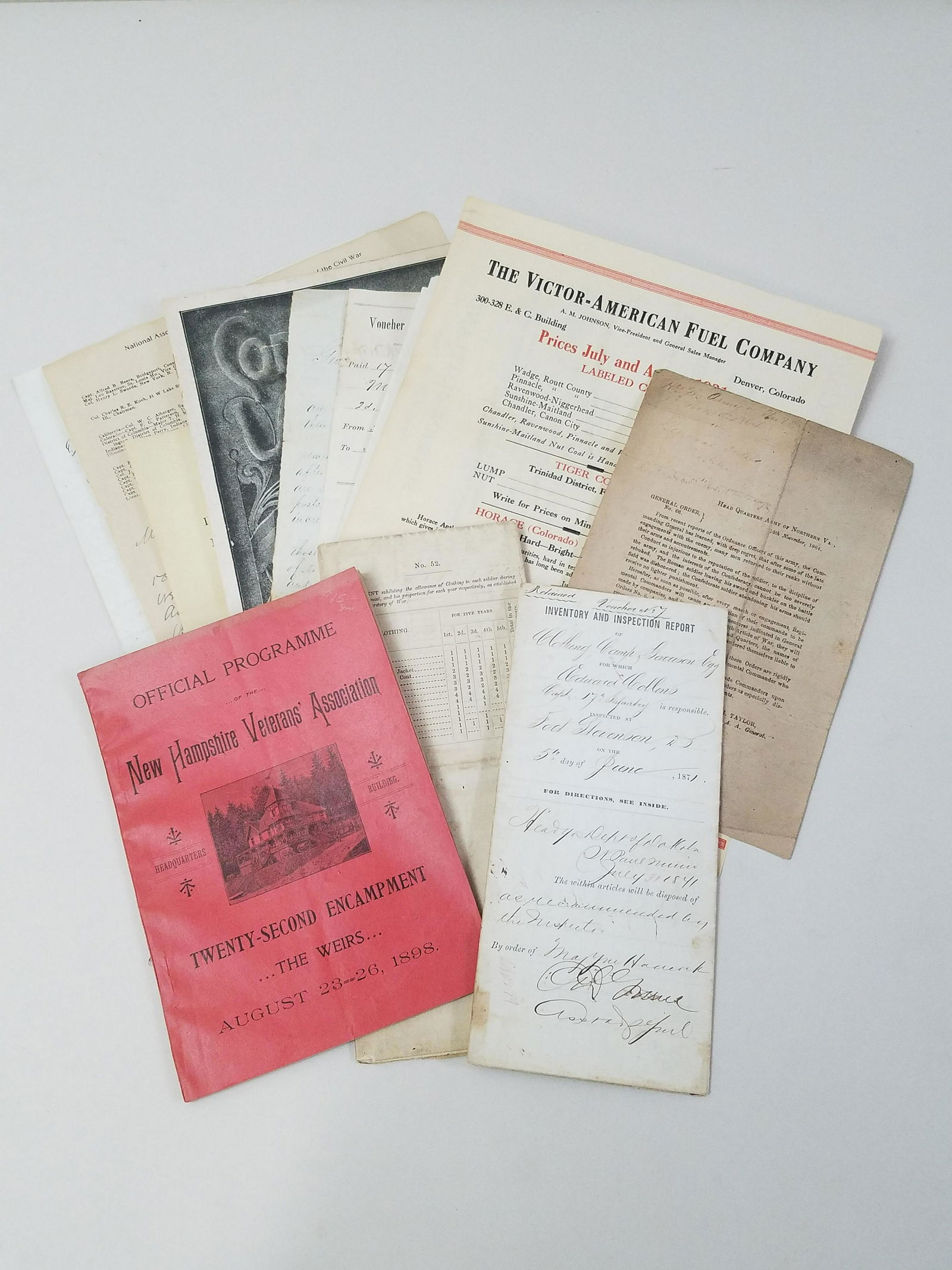 12 Pcs Civil War Ephemera incl VA Programme (1 of 17)