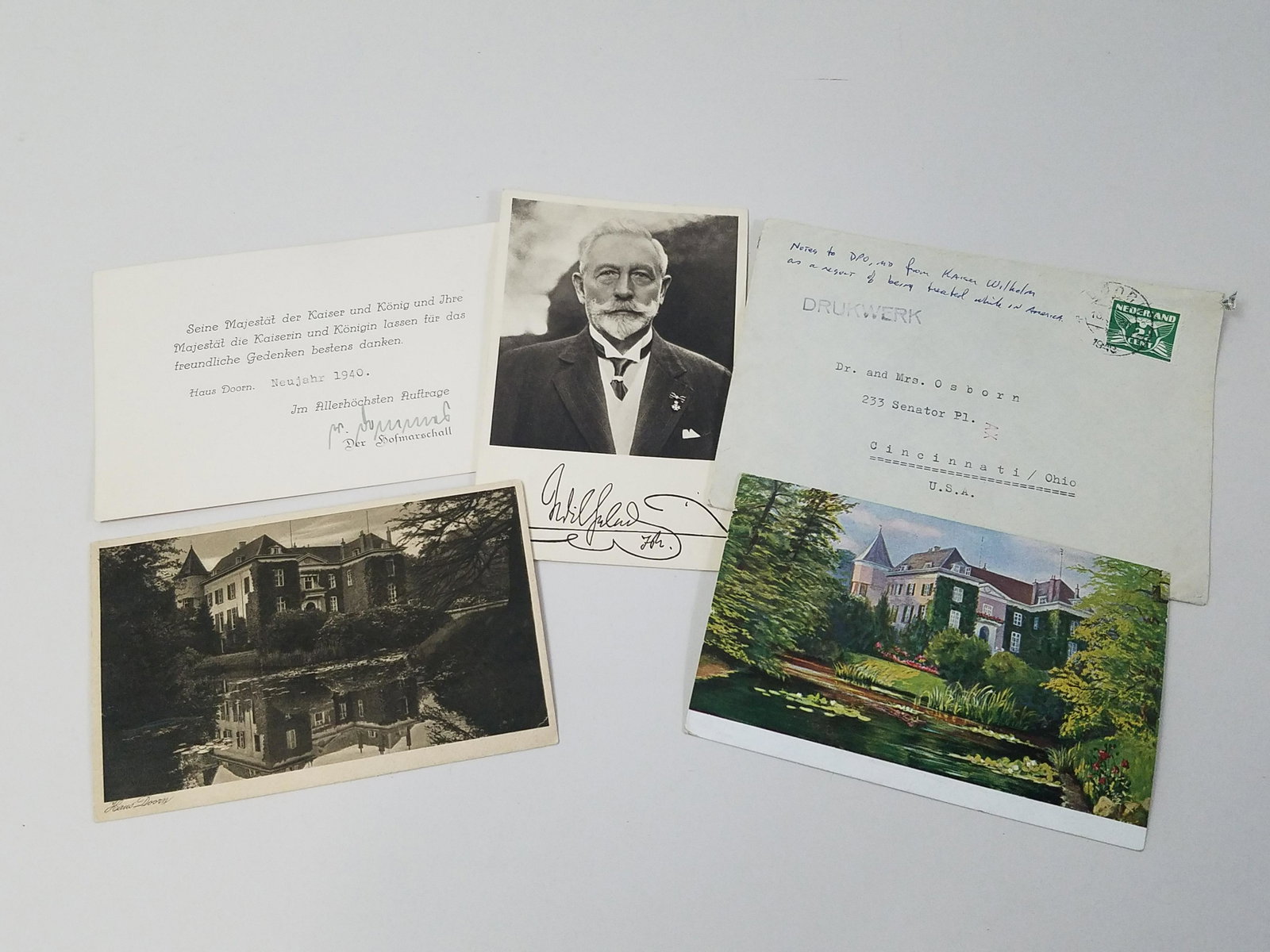 German Kaiser Wilhelm Thank You Notes: Thank you notes from Wilhelm II regarding his stay while in America. IMPORTANT: Before bidding, please read the terms and conditions. When you registered for the auction you agreed to these terms and 