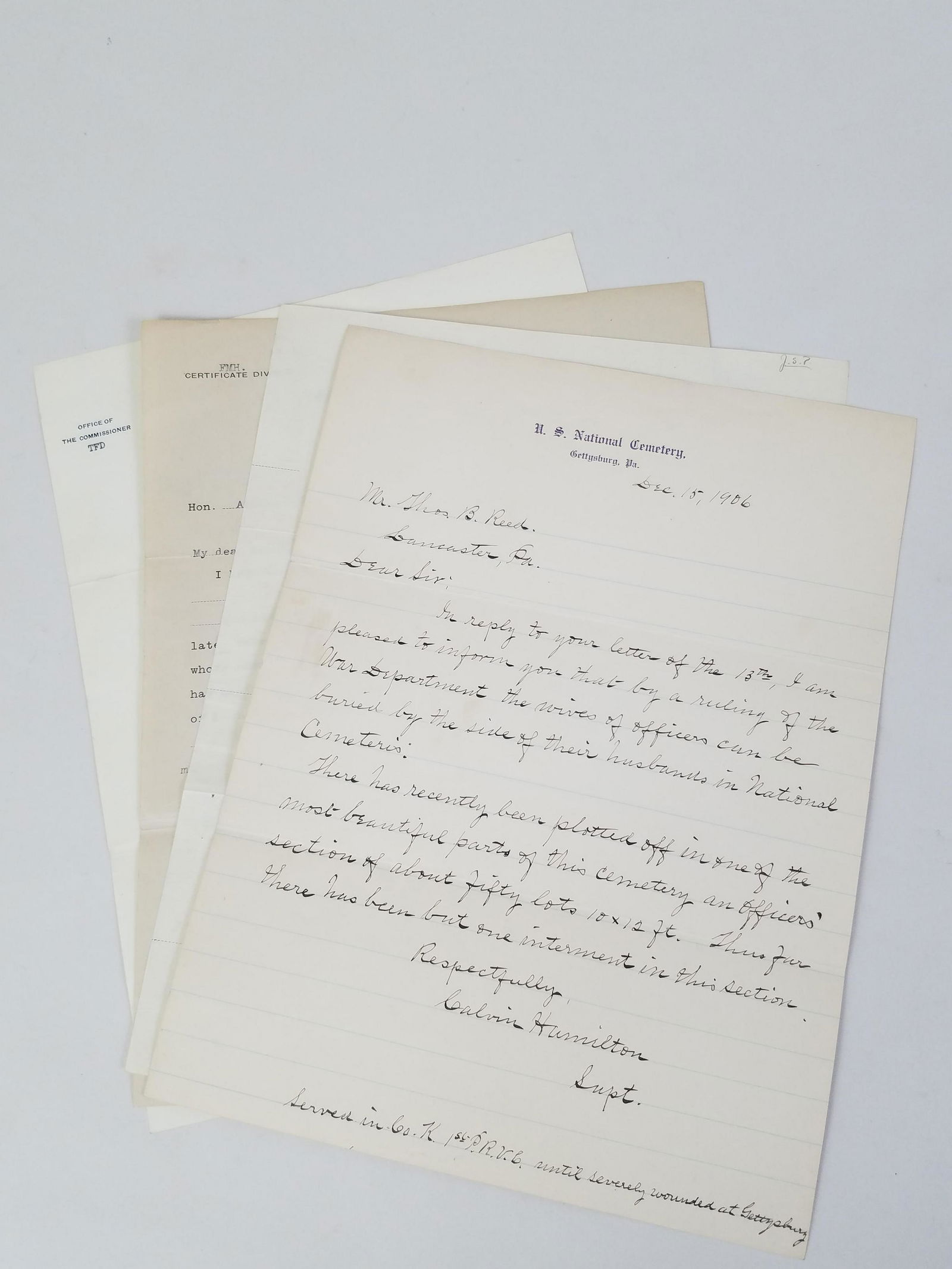 4 Letters Regarding Pensions incl Gettysburg (1 of 5)