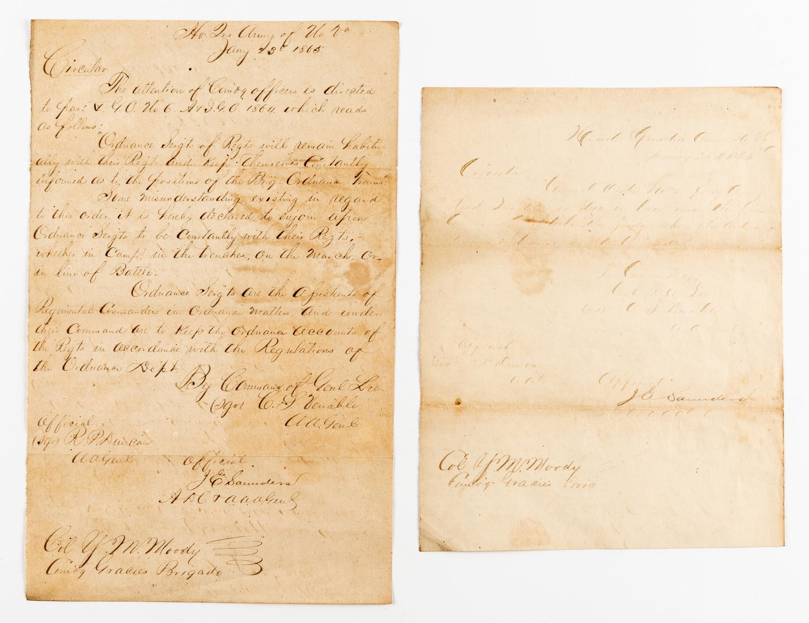 2 Circulars 1865 by Command of General Lee (1 of 5)