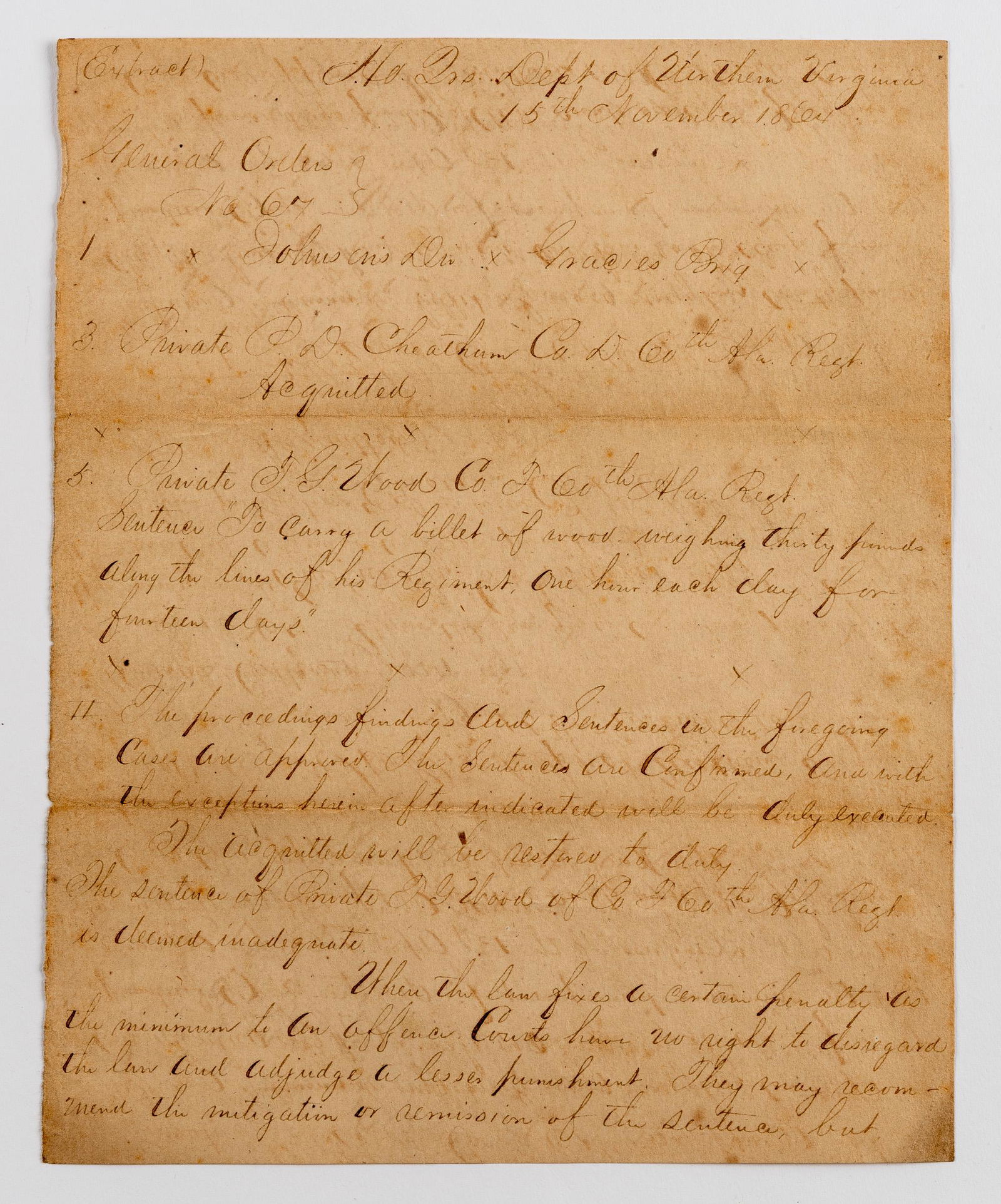 General Orders No. 67, 1864 by Command of Gen. Lee (1 of 2)