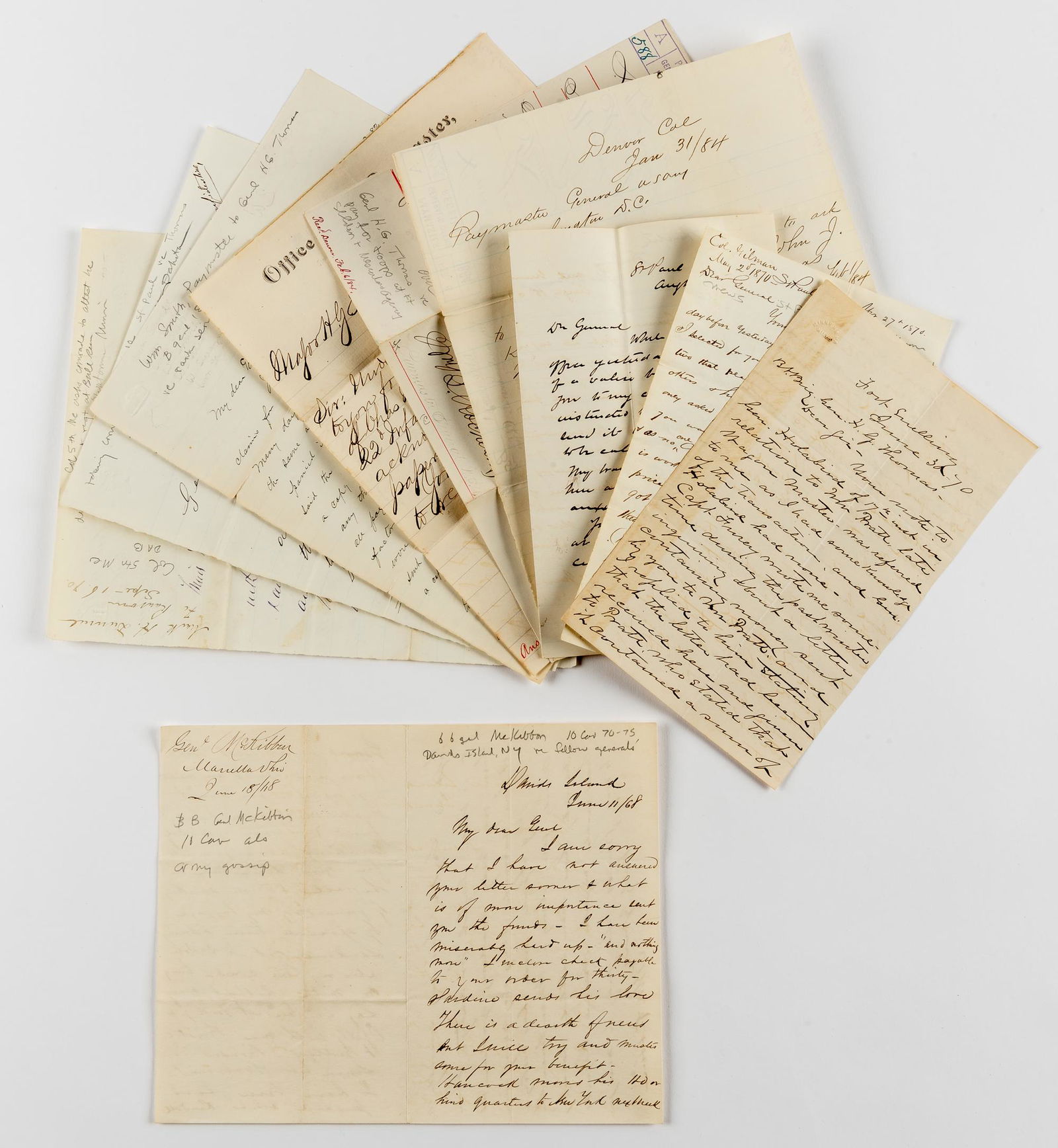 10 19th C Handwritten letters RE: Gen. H.G. Thomas (1 of 13)