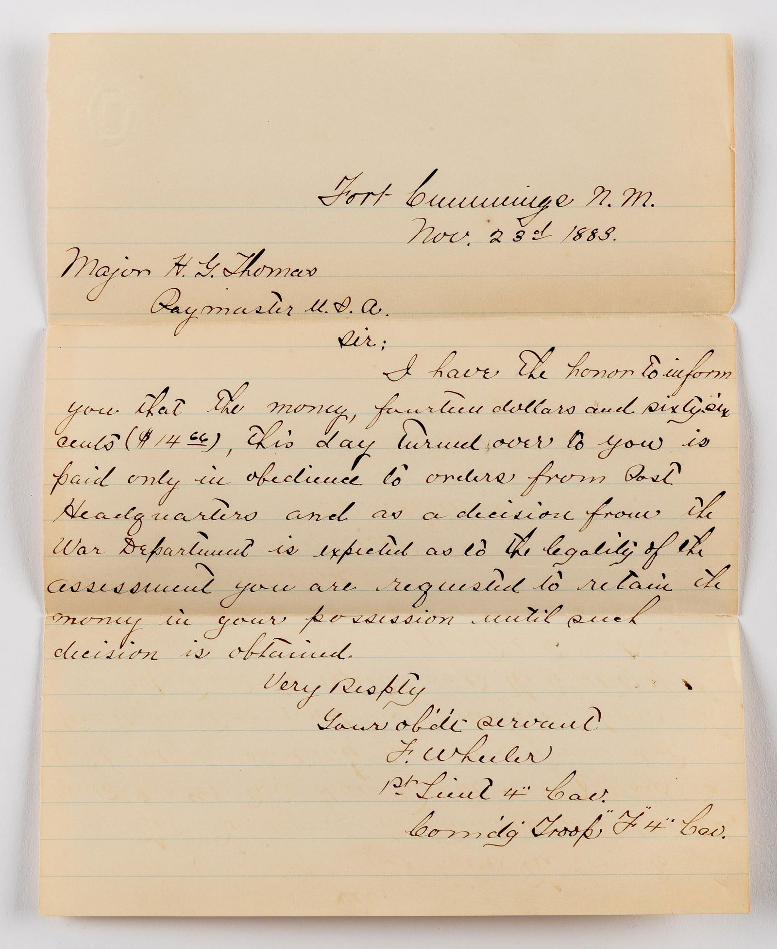 10 19th C Letters RE: Gen. H.G. Thomas with Notations (1 of 18)