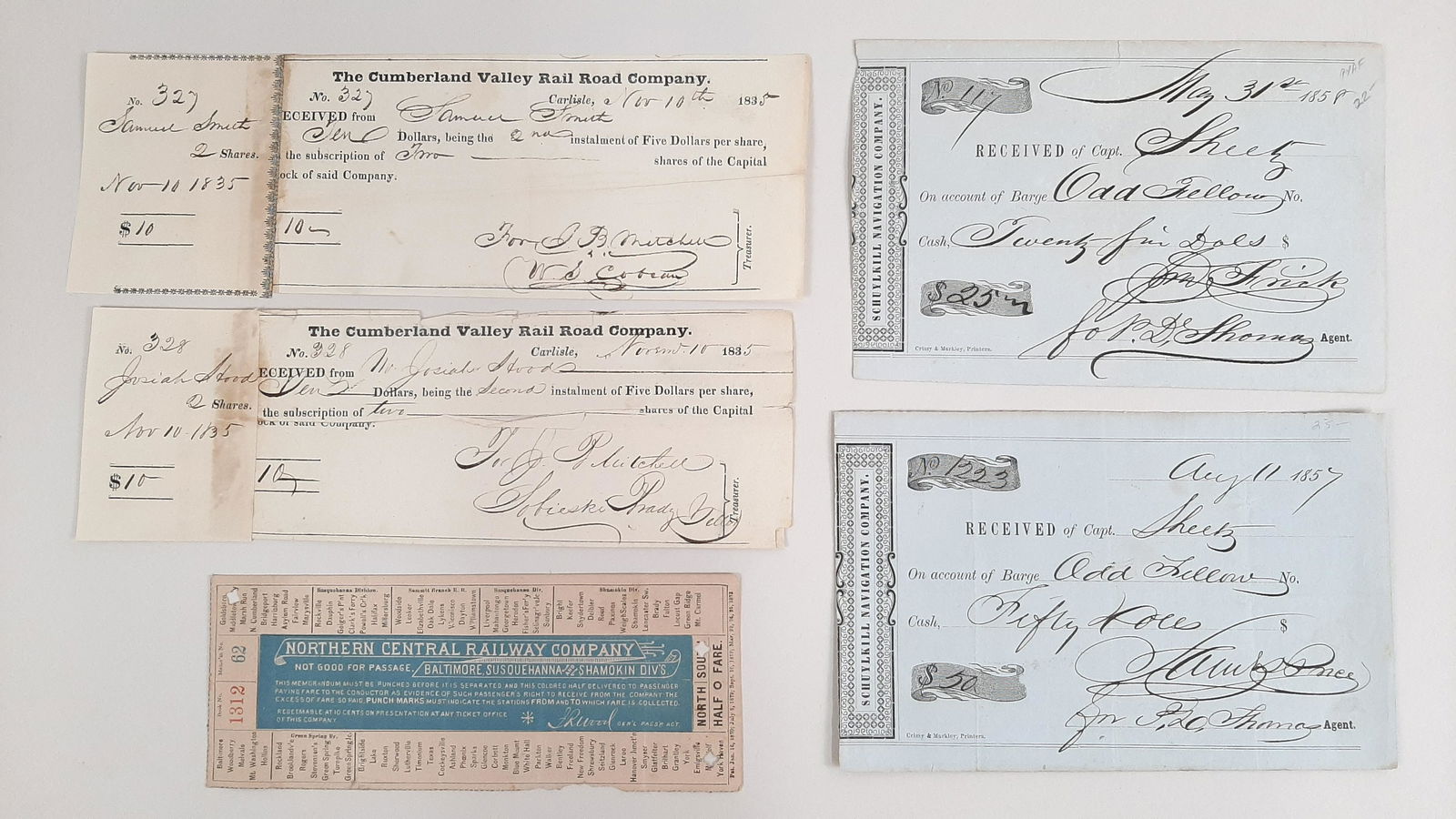 5 Pcs Railroad Ephemera incl. Cumberland Valley (1 of 3)