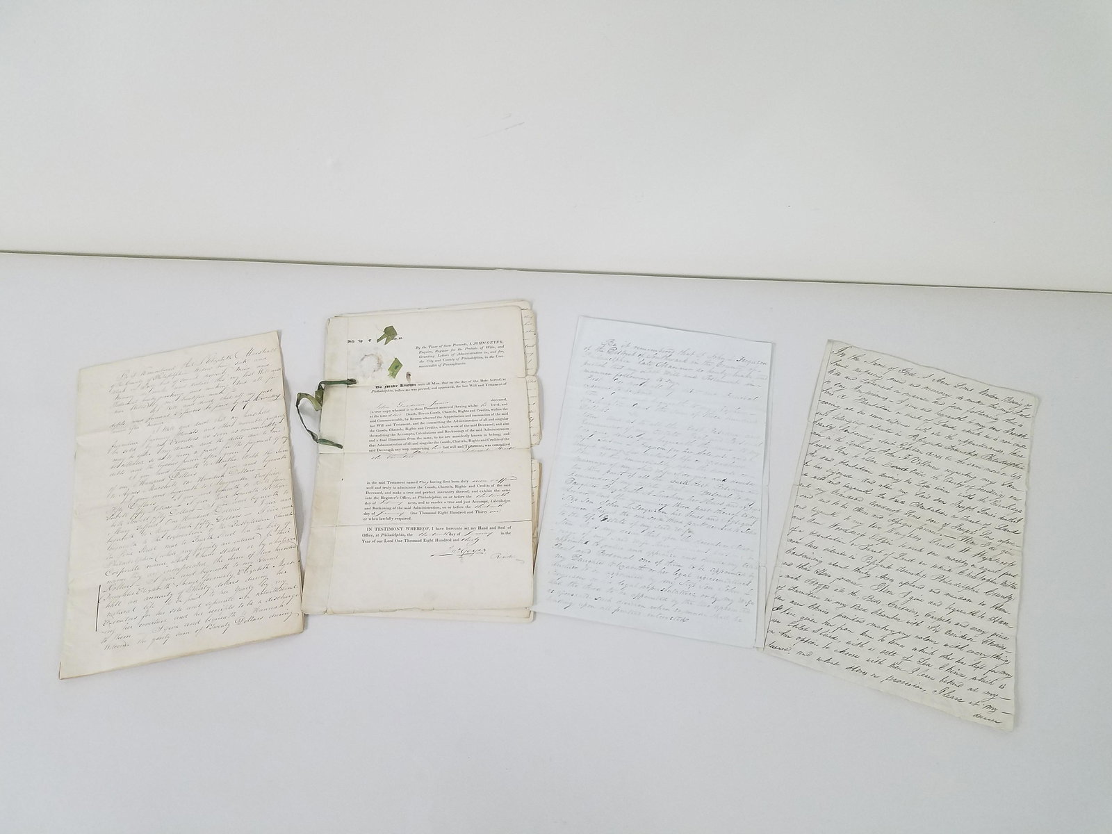 4 Philadelphia Wills (1800-1835): Includes 1.) Last will and testament of Elizabeth Marshall (county of Philadelphia) February 1835. 2.) Will for John Gardner (Philadelphia) January 13, 1830. 3.) Will for John Ferguson (Southwark coun