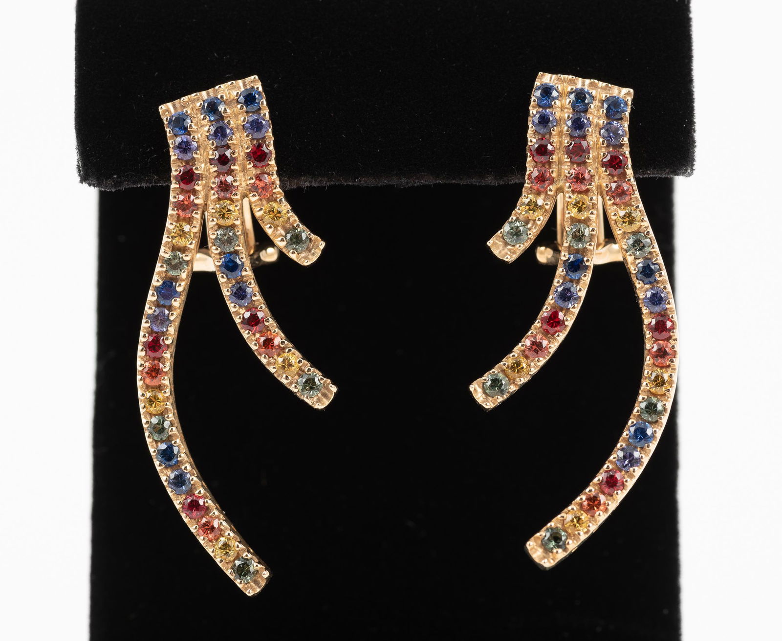 14K 3.3 Ct Rainbow Sapphire Earrings (1 of 7)