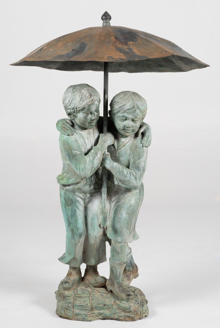 Vintage Figural Bronze Garden Fountain (1 of 5)