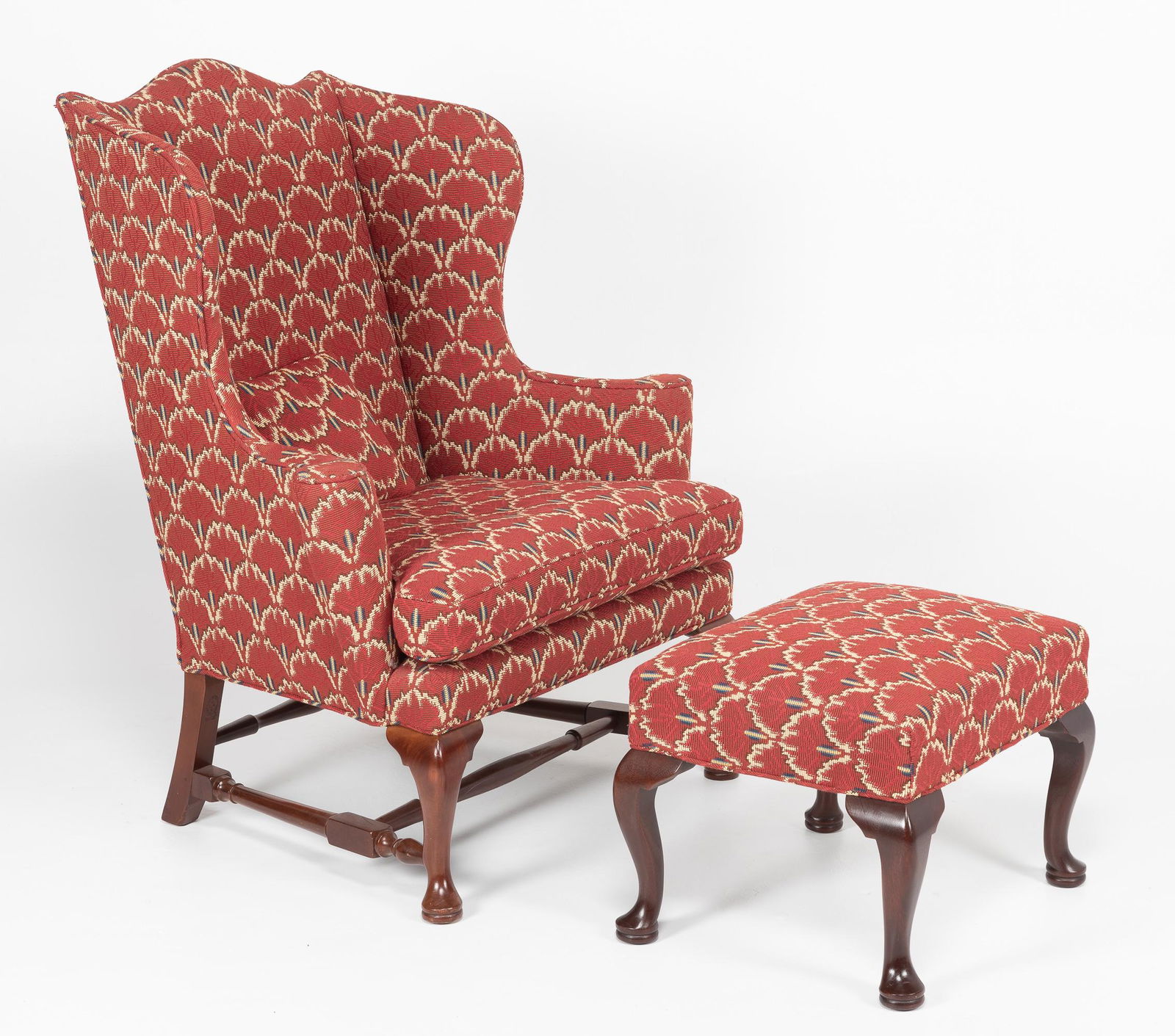 Kittinger Queen Anne Wing Chair and Ottoman (1 of 10)