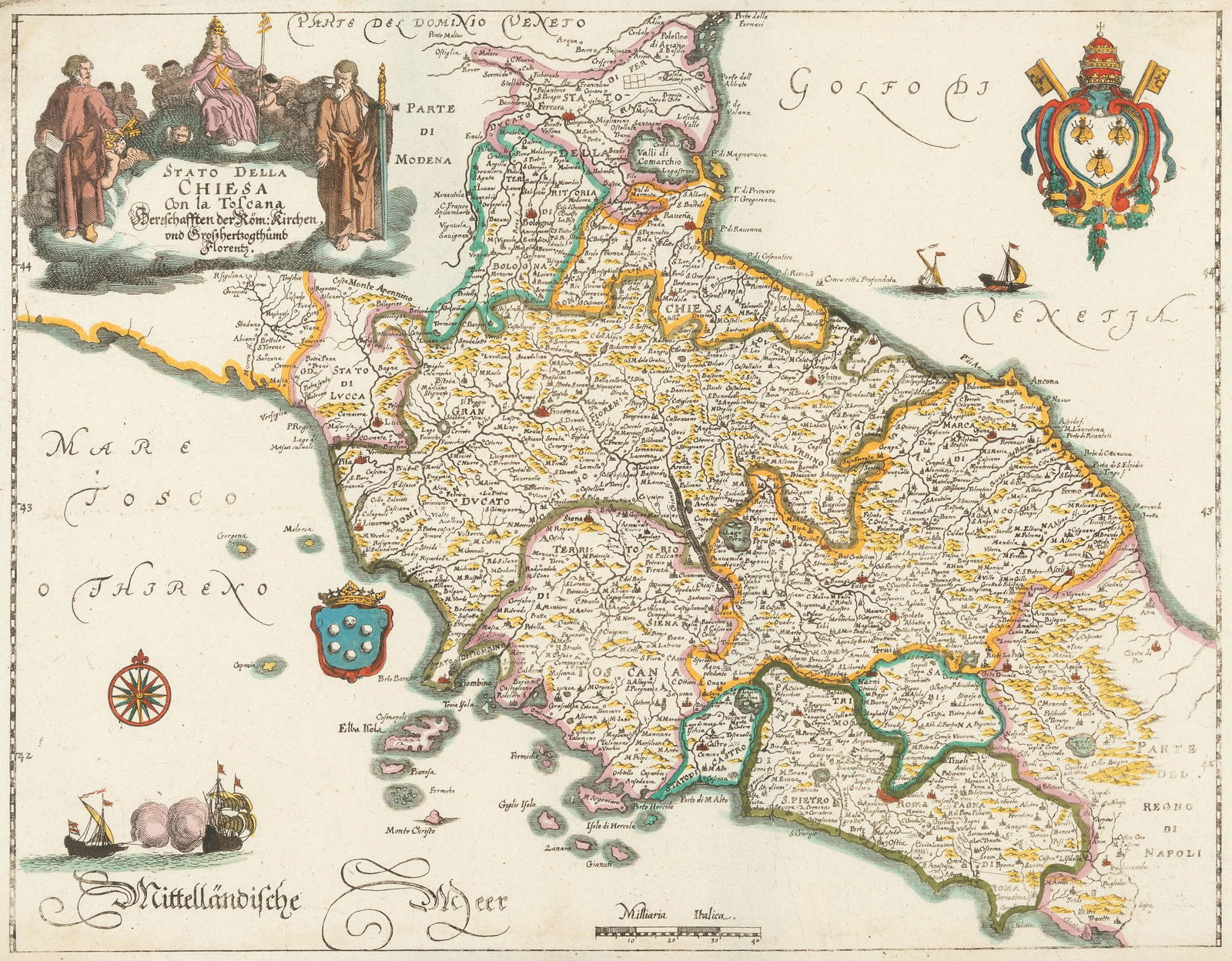1680 Map of Tuscany, Italy Attrib. Merian (1 of 3)