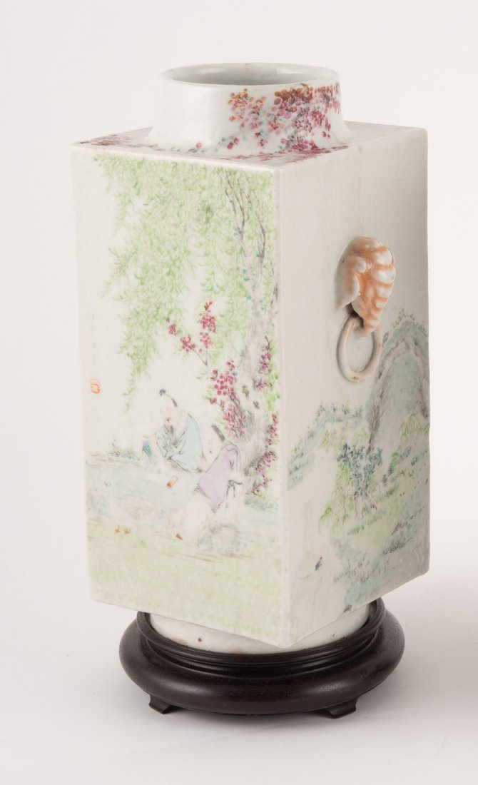 Famille Rose Guanxu Cong Vase (1 of 7)